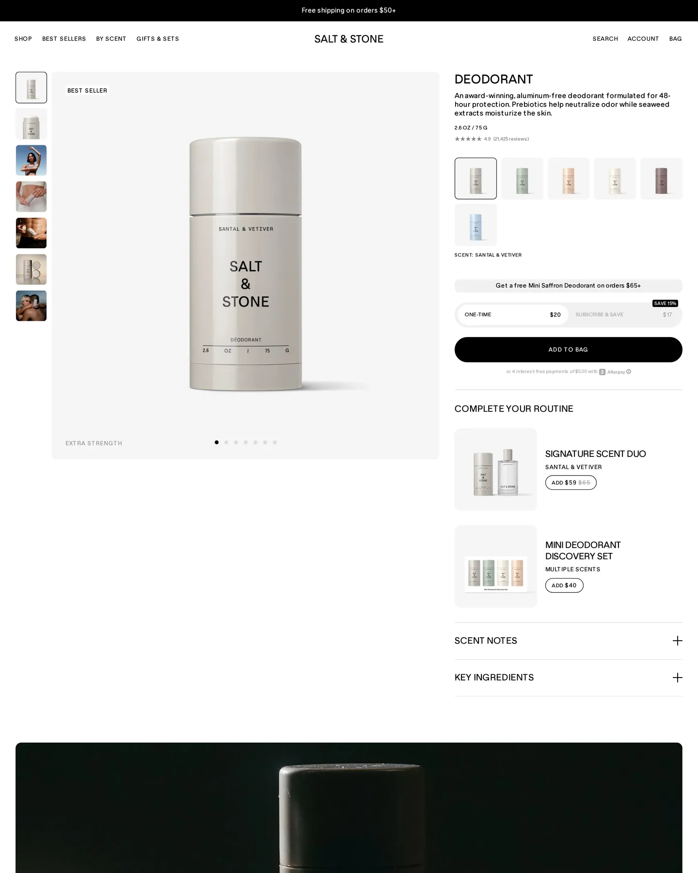 Salt & Stone Aluminum-Free Extra-Strength Deodorant design, captured August 2026