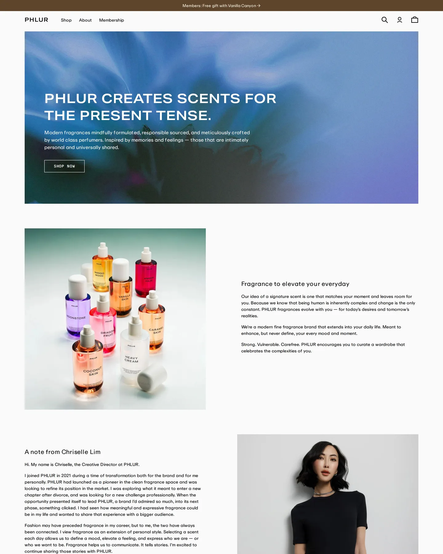 Phlur About design, captured August 2026