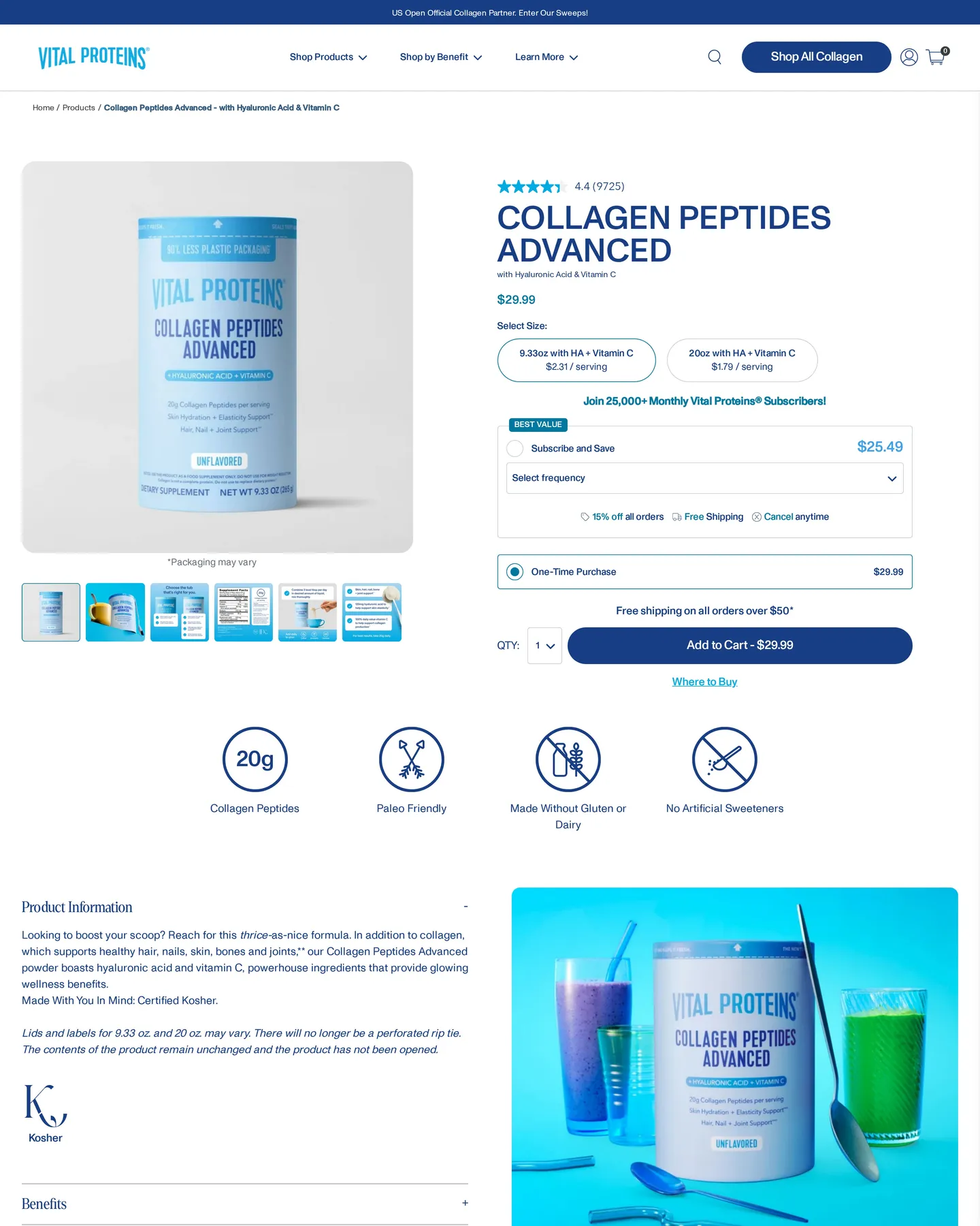 Vital Proteins Collagen Peptides design, captured September 2026