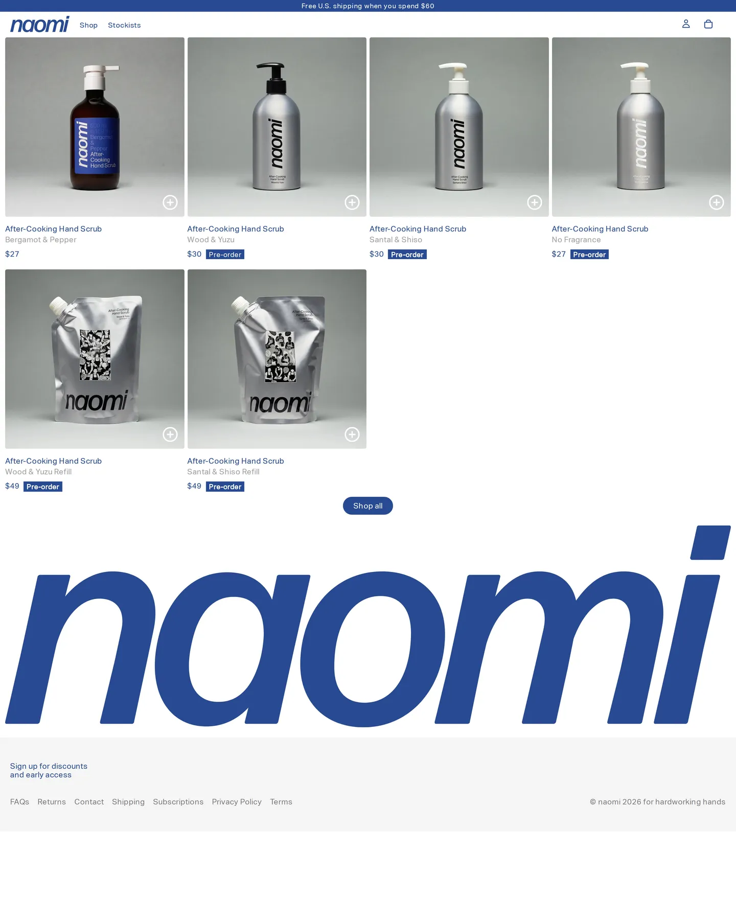 Naomi After-Cooking Hand Scrub design, captured September 2026