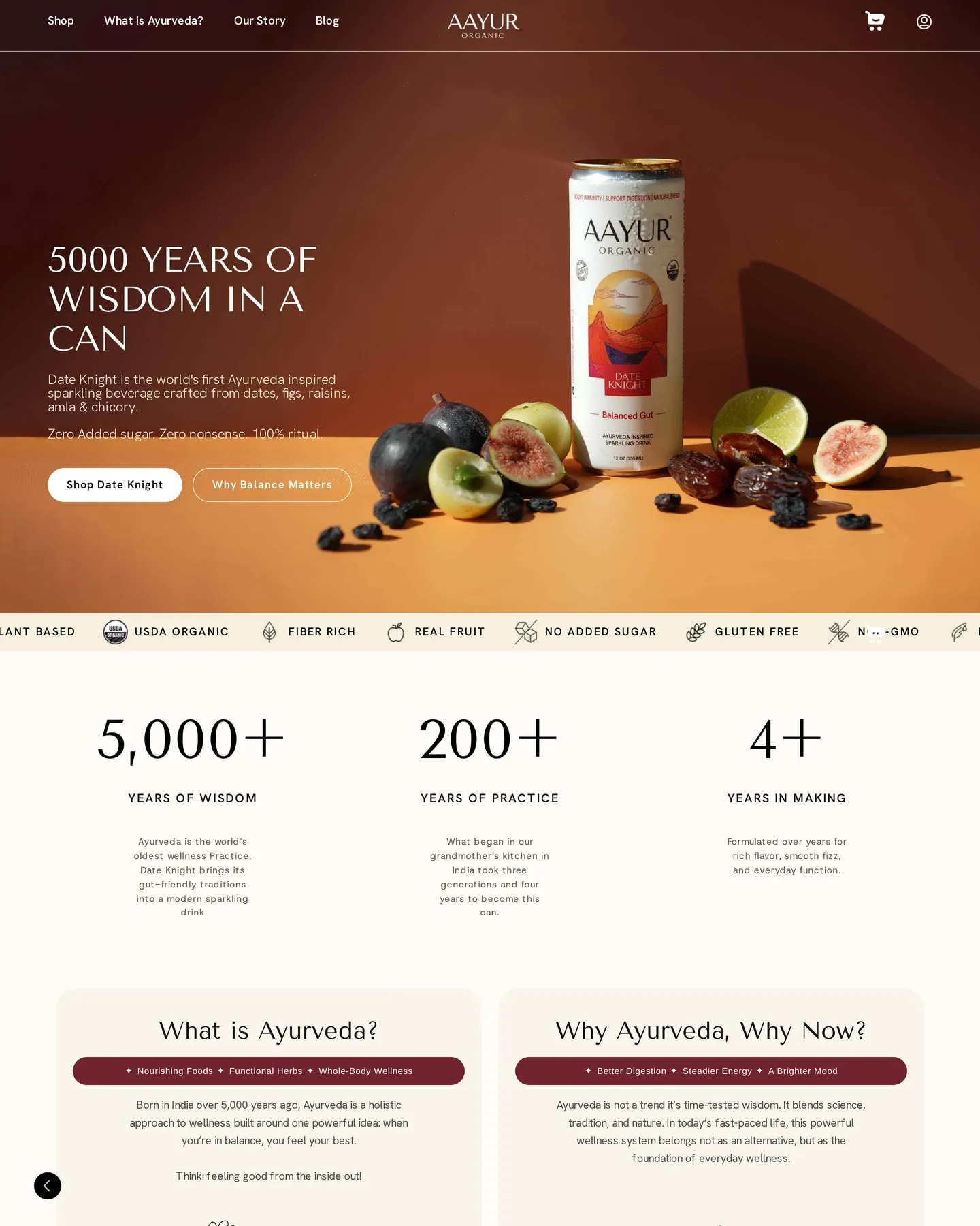 Aayur Organic homepage design, captured September 2026