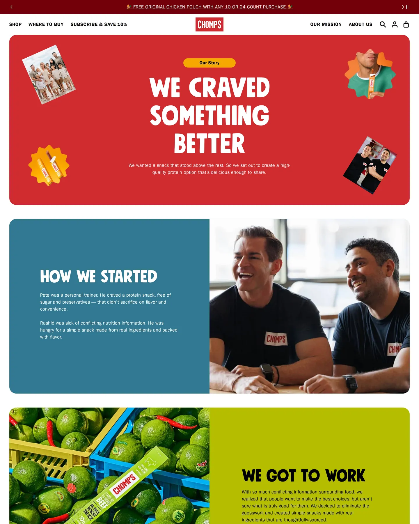 Chomps Our story design, captured August 2026