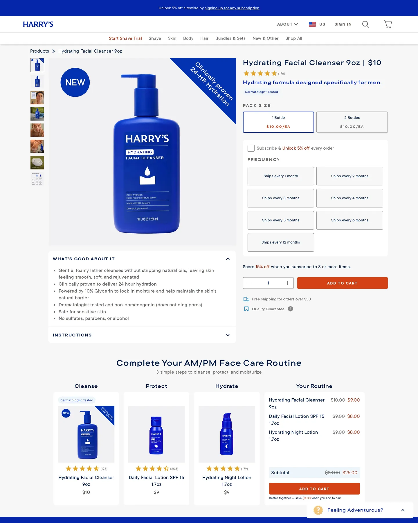 Harry's Hydrating Facial Cleanser 9Oz design, captured August 2026