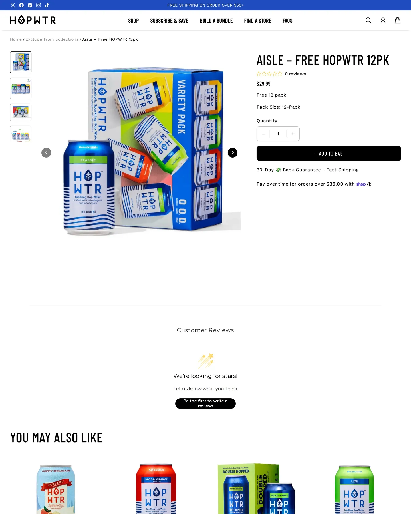 HOP WTR Aisle Free Hopwtr 12Pk design, captured August 2026