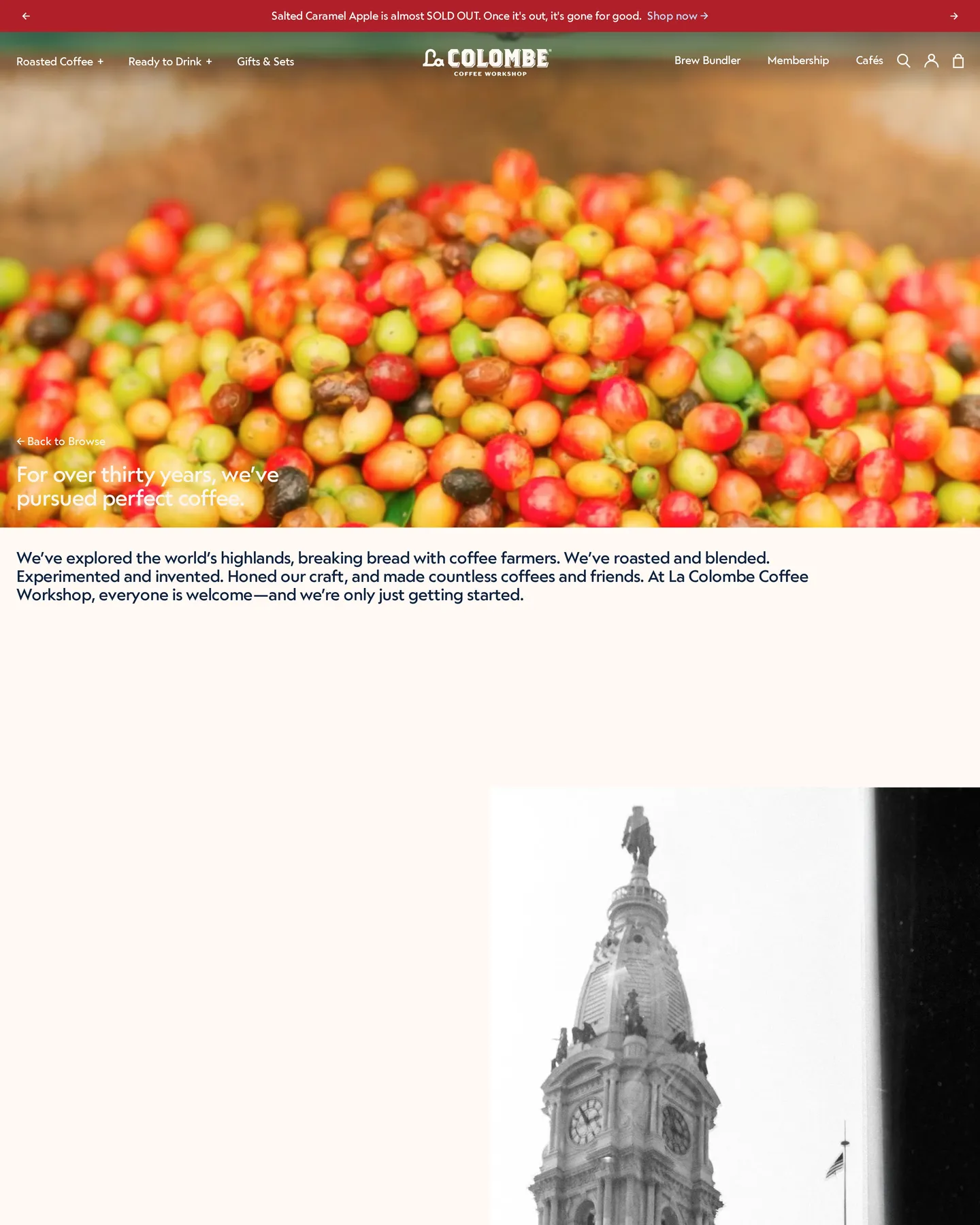 La Colombe About Us design, captured September 2026