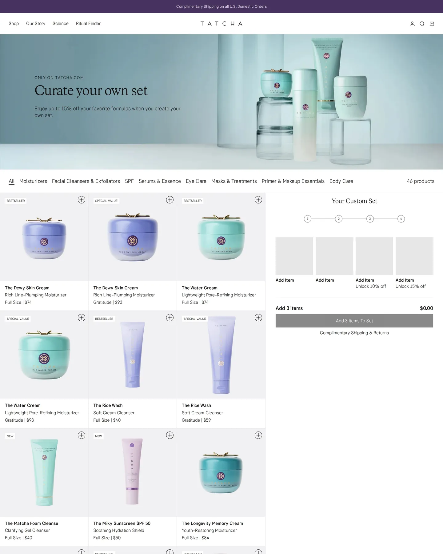 Tatcha Curate your own set design, captured August 2026