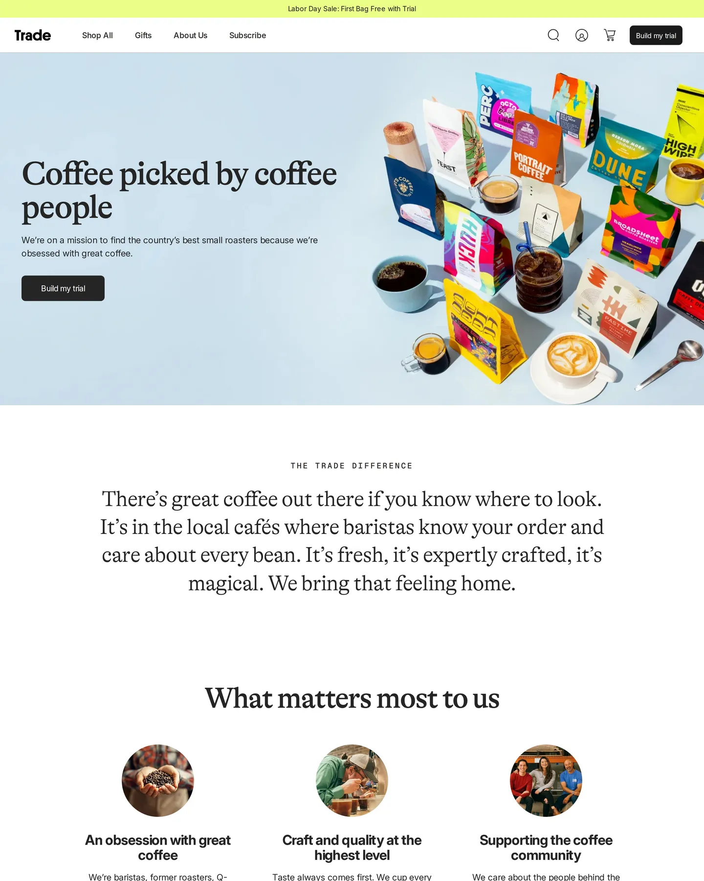 Trade Our story design, captured August 2026