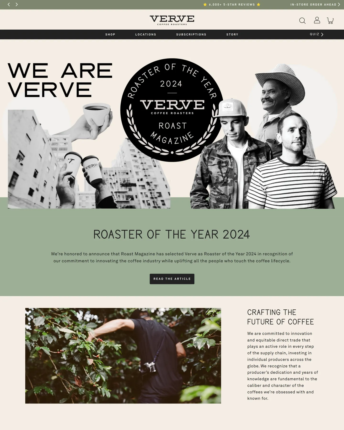 Verve Coffee Roasters StoryVerve Logo IconVerve Coffee Roasters on InstagramVerve Coffee Roasters on F design, captured September 2026