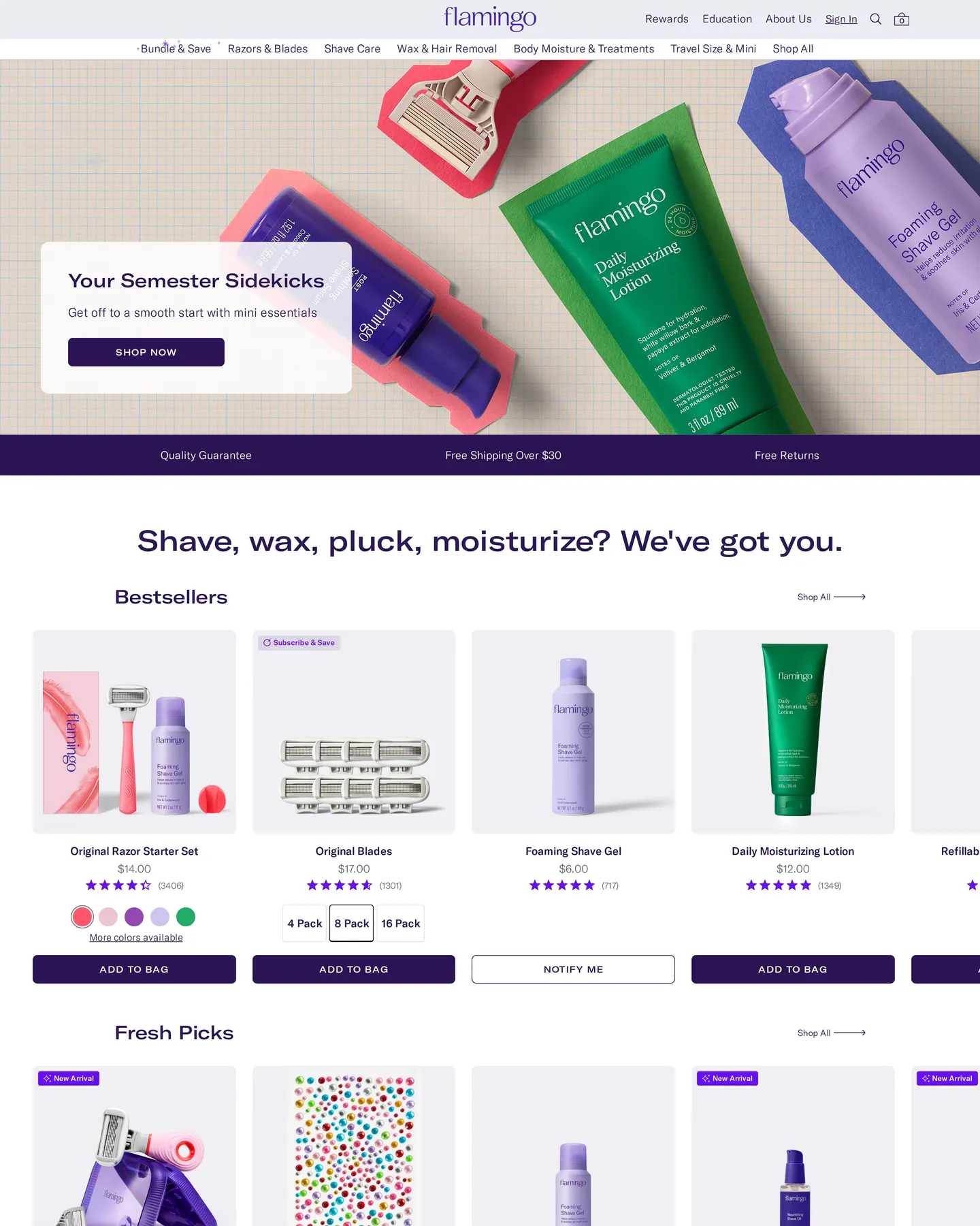 Flamingo homepage design, captured August 2026