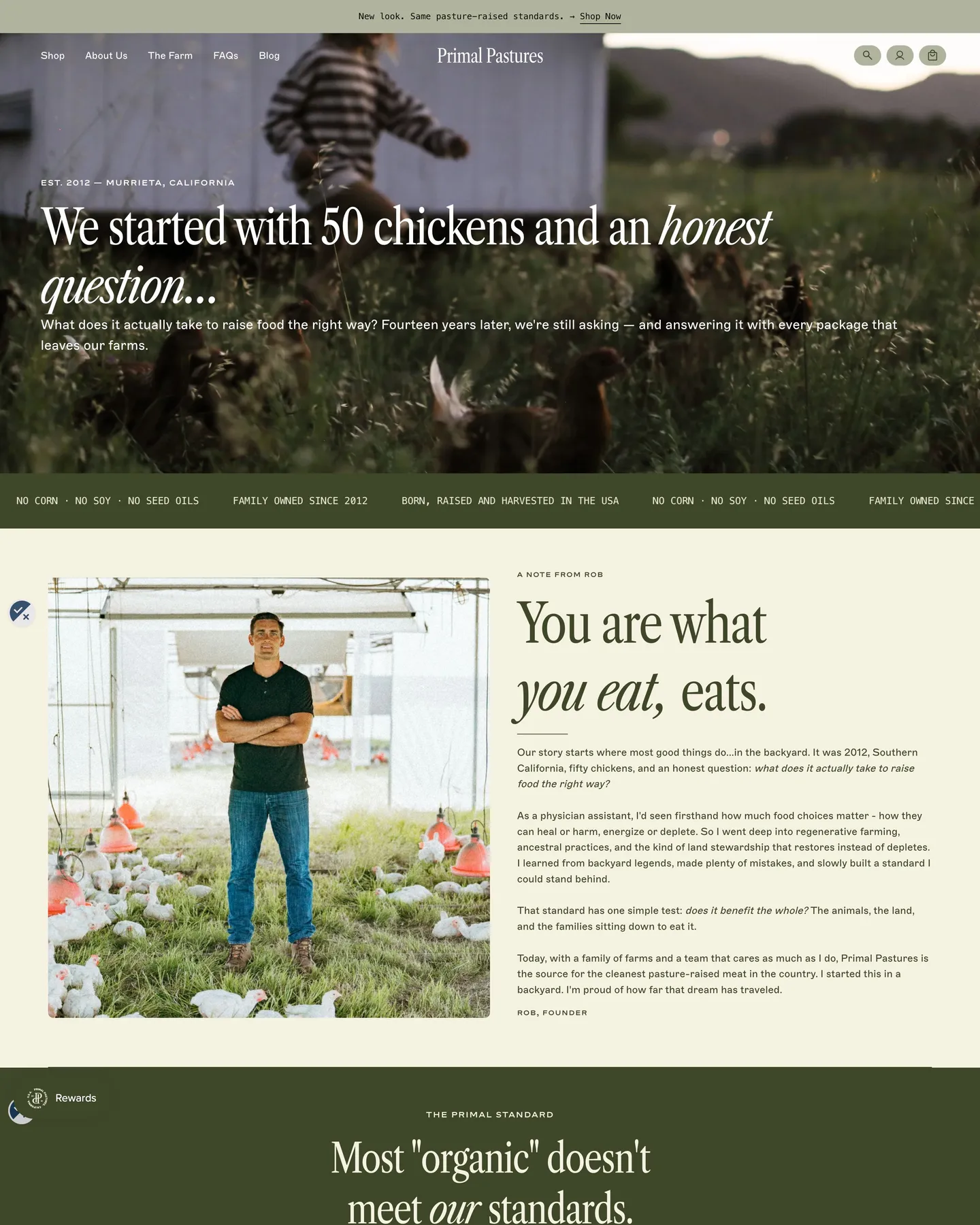 Primal Pastures Our Story design, captured September 2026
