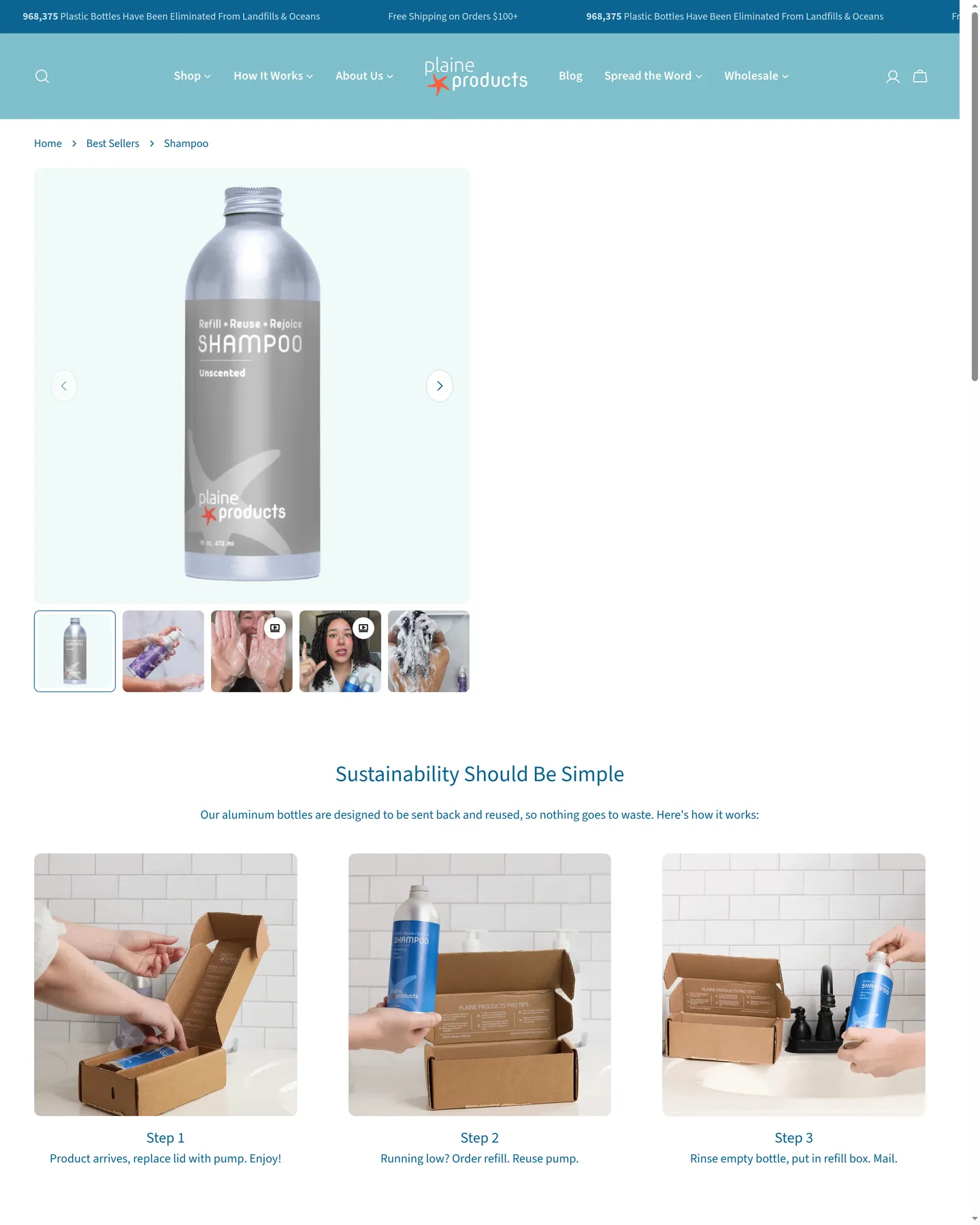 Plaine Products Shampoo design, captured September 2026