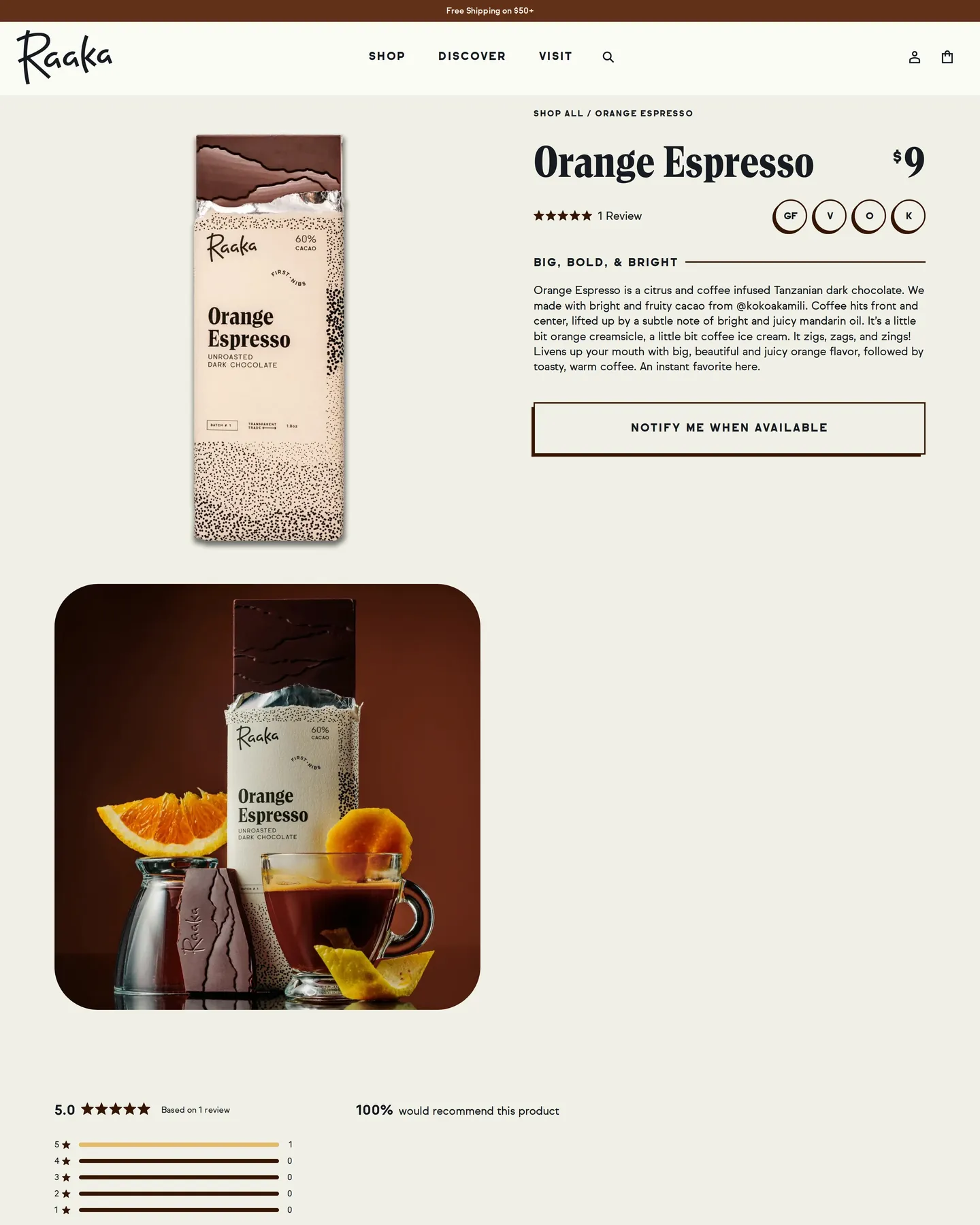 Raaka Orange Espresso design, captured September 2026