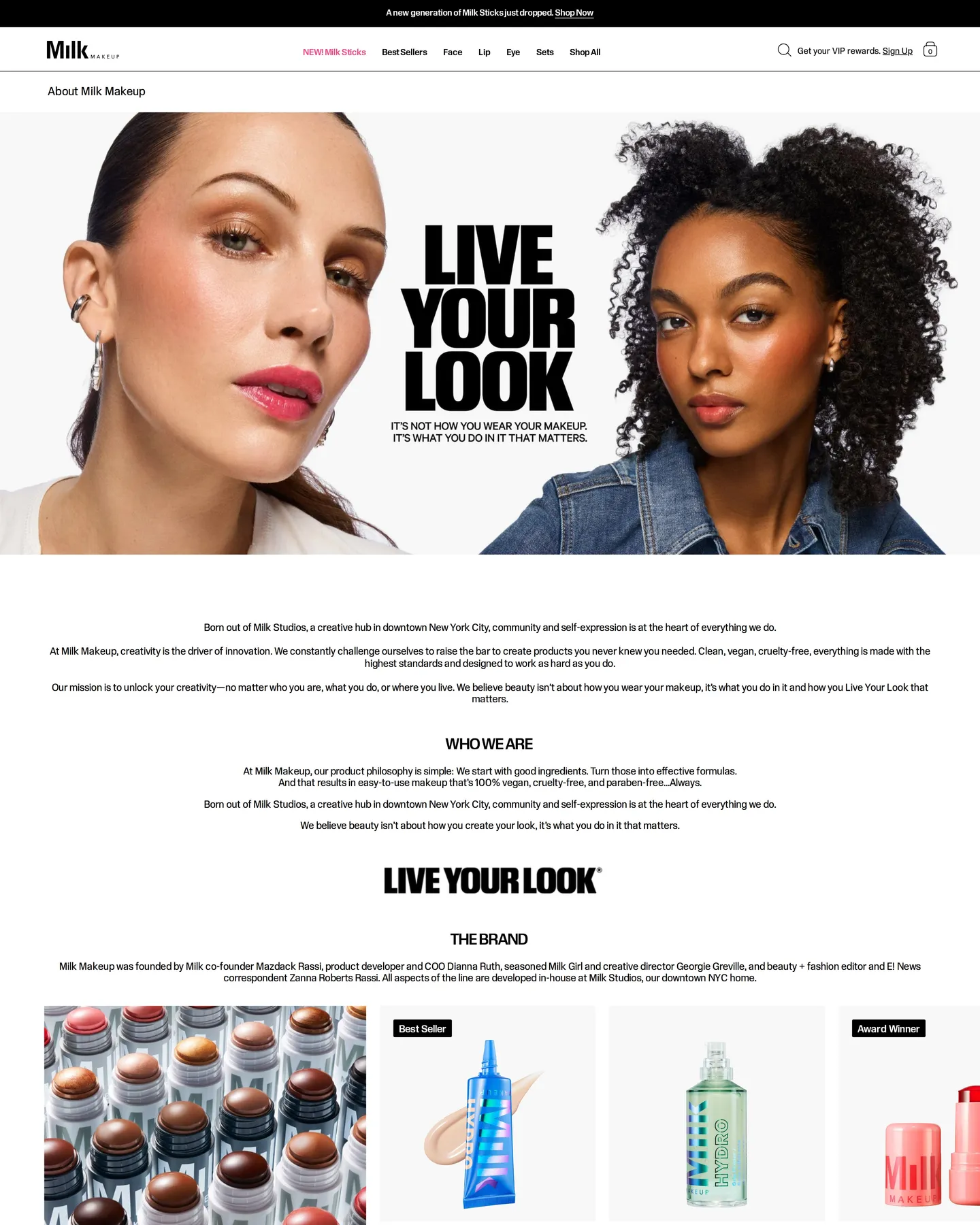 Milk Makeup About design, captured August 2026