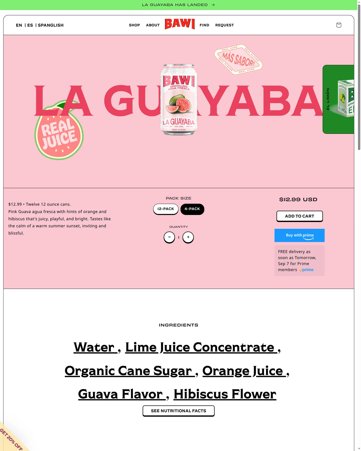 Bawi Bawi Agua Fresca La Guayaba (Pink Guava) design, captured September 2026