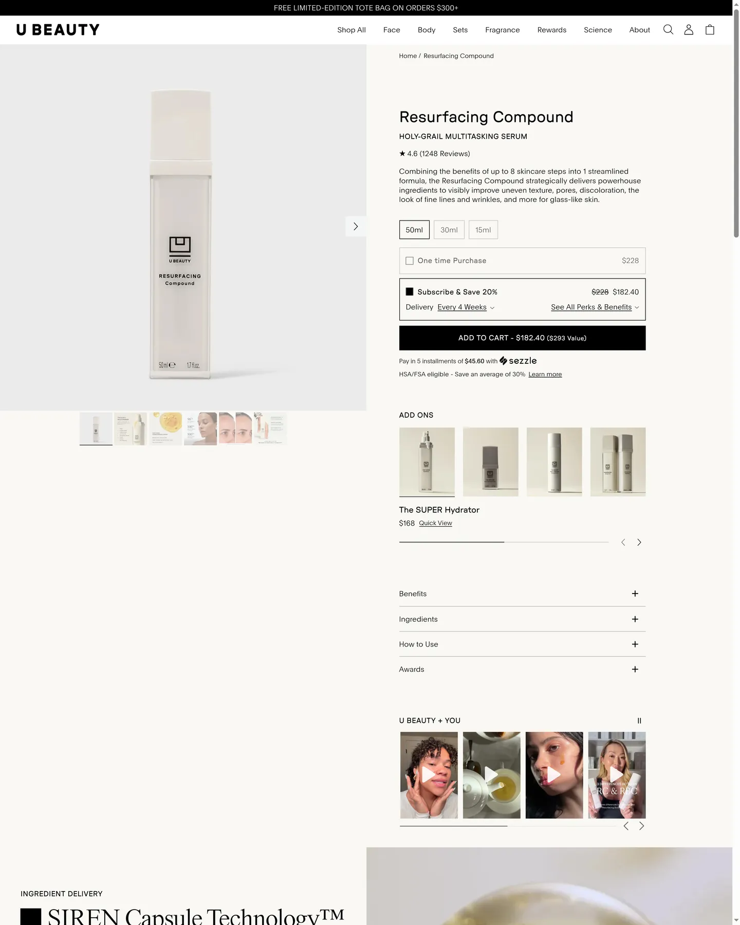 U Beauty Resurfacing Compound design, captured September 2026