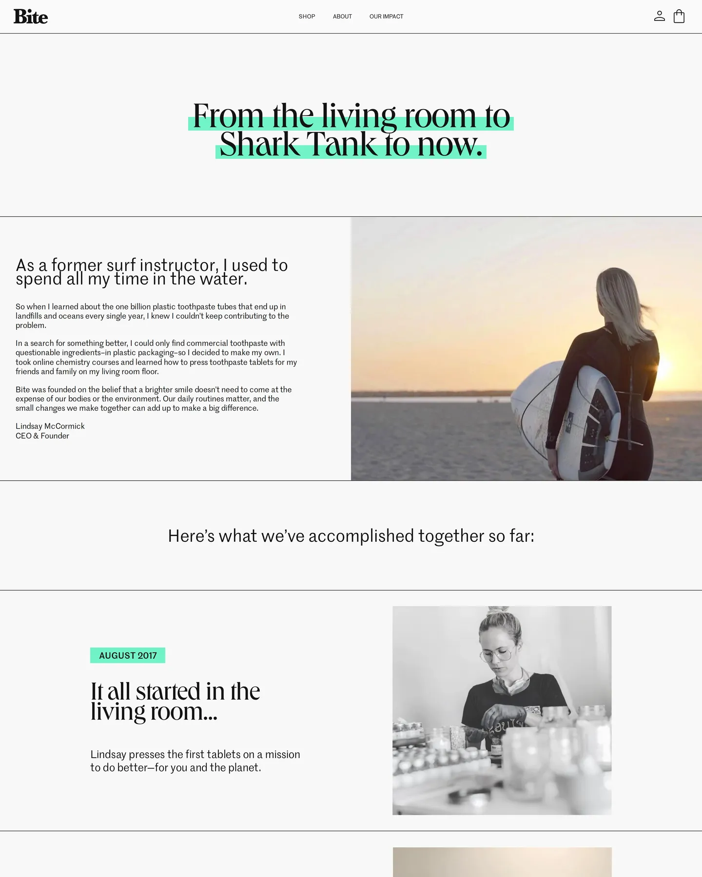 Bite About us design, captured August 2026
