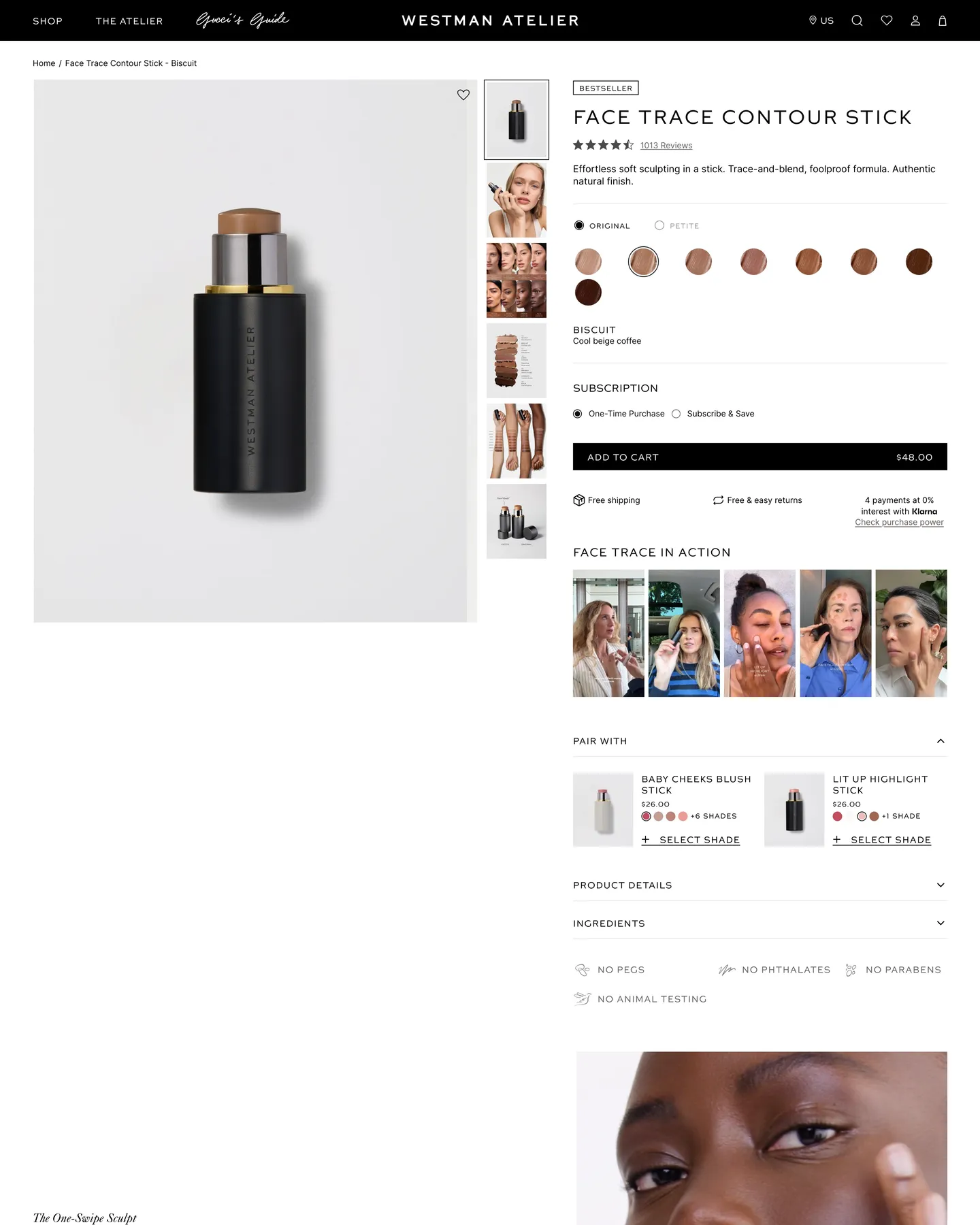 Westman Atelier Face Trace Contour Stick — Biscuit design, captured September 2026