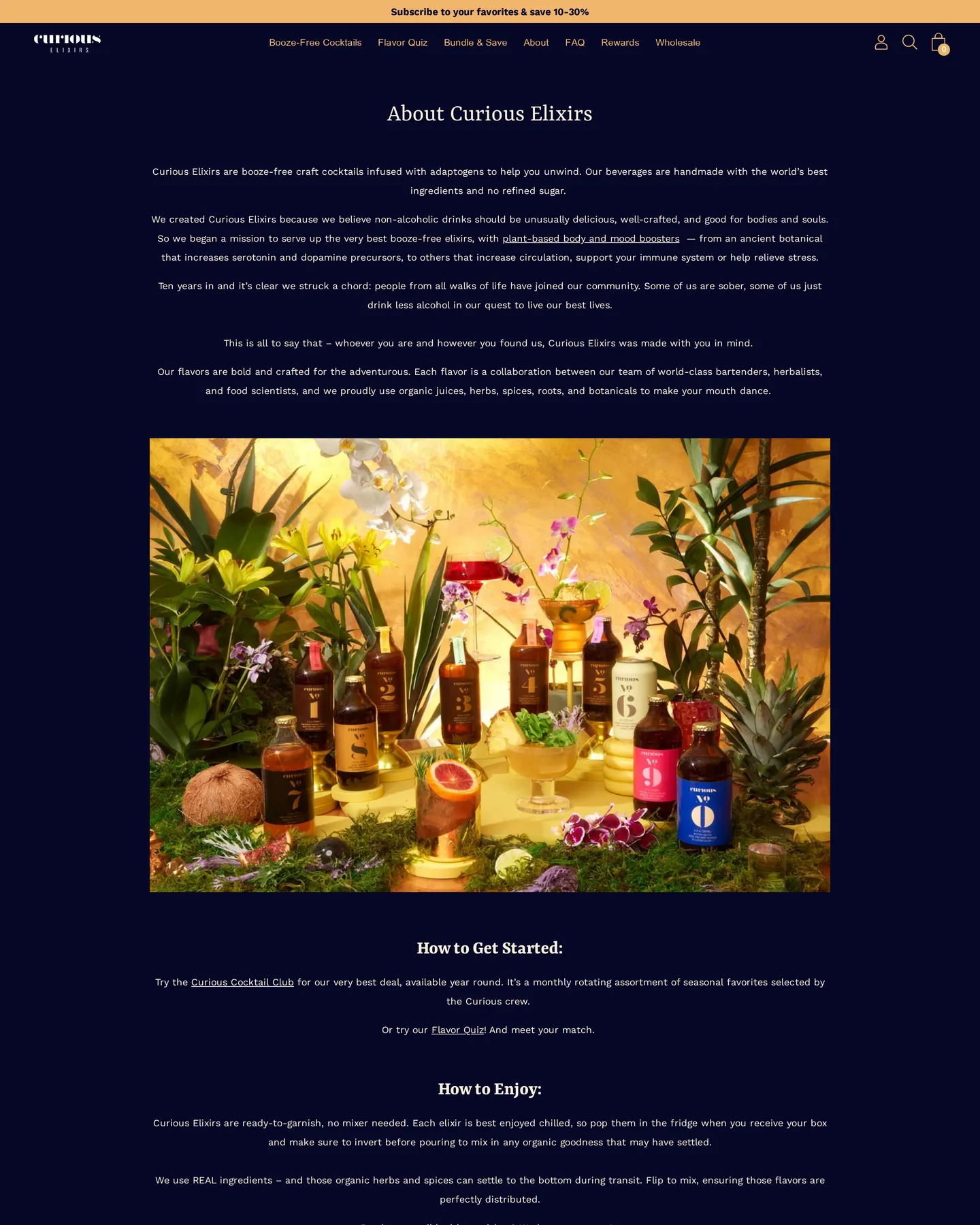 Curious Elixirs About design, captured August 2026