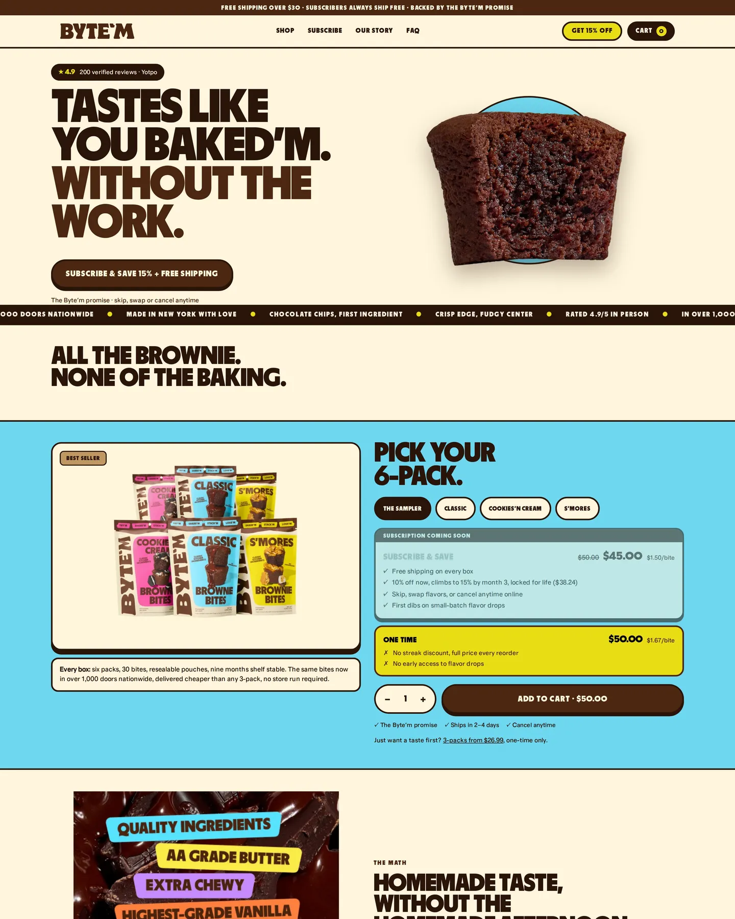 Byte’m Brownie Bites homepage design, captured September 2026