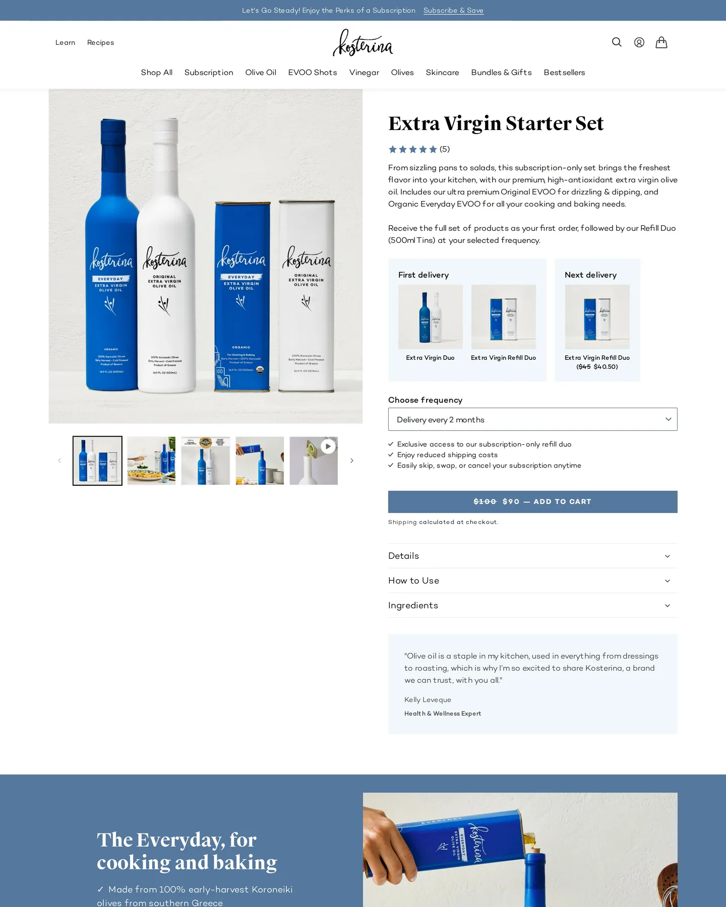 Kosterina Extra Virgin Starter Set design, captured August 2026