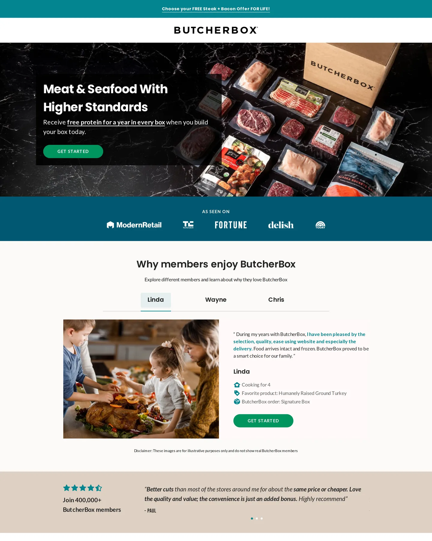 ButcherBox Free protein for a year design, captured August 2026