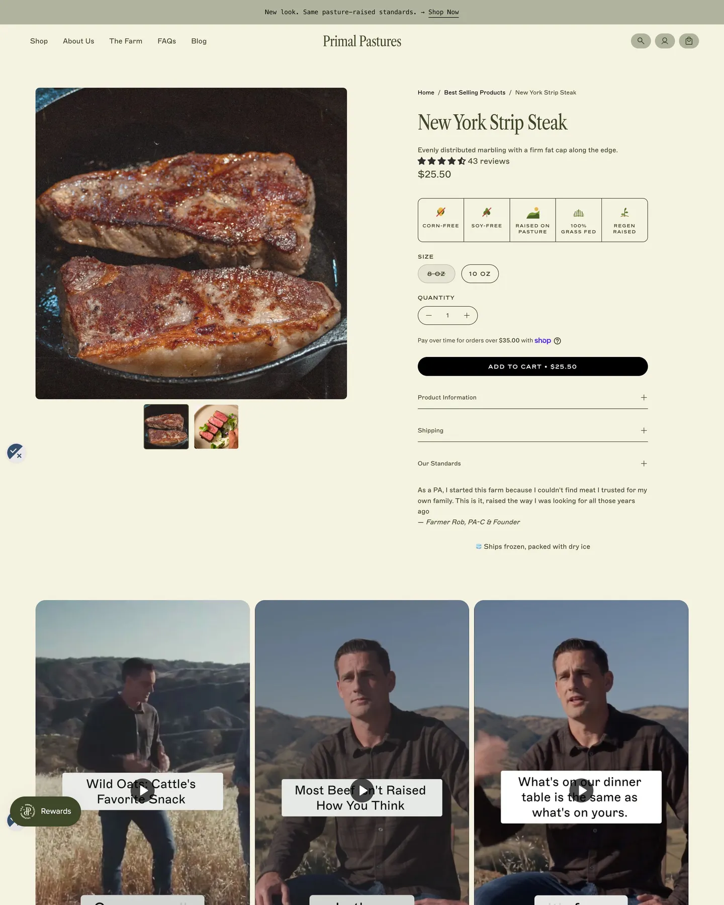 Primal Pastures Product Page design, captured September 2026