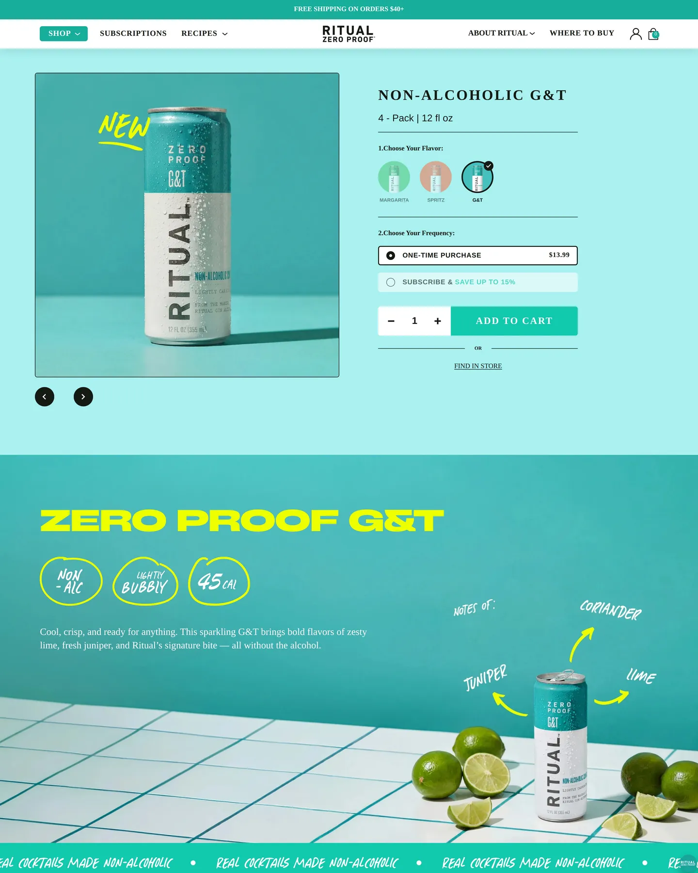 Ritual Zero Proof G And T design, captured August 2026