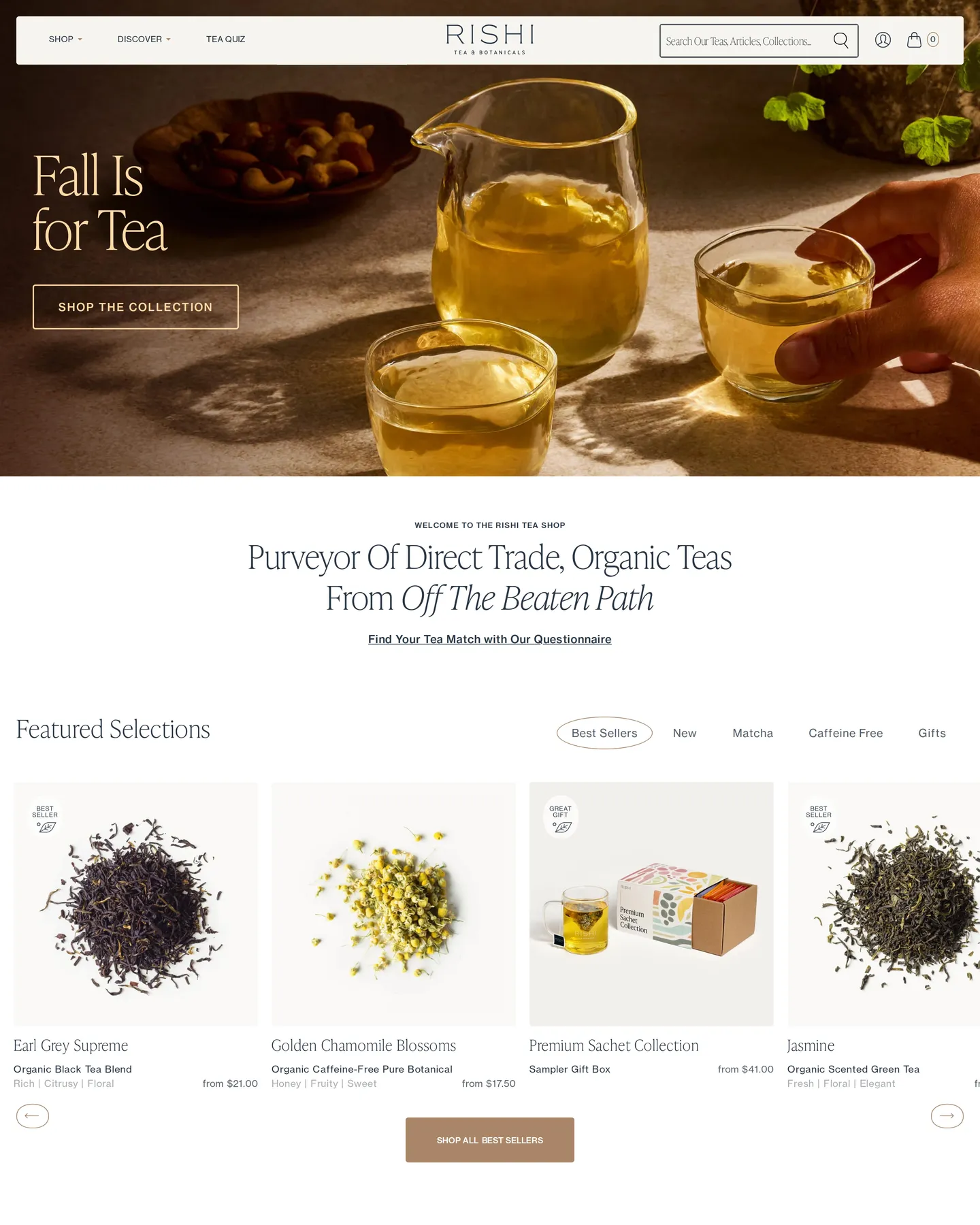 Rishi Tea Homepage