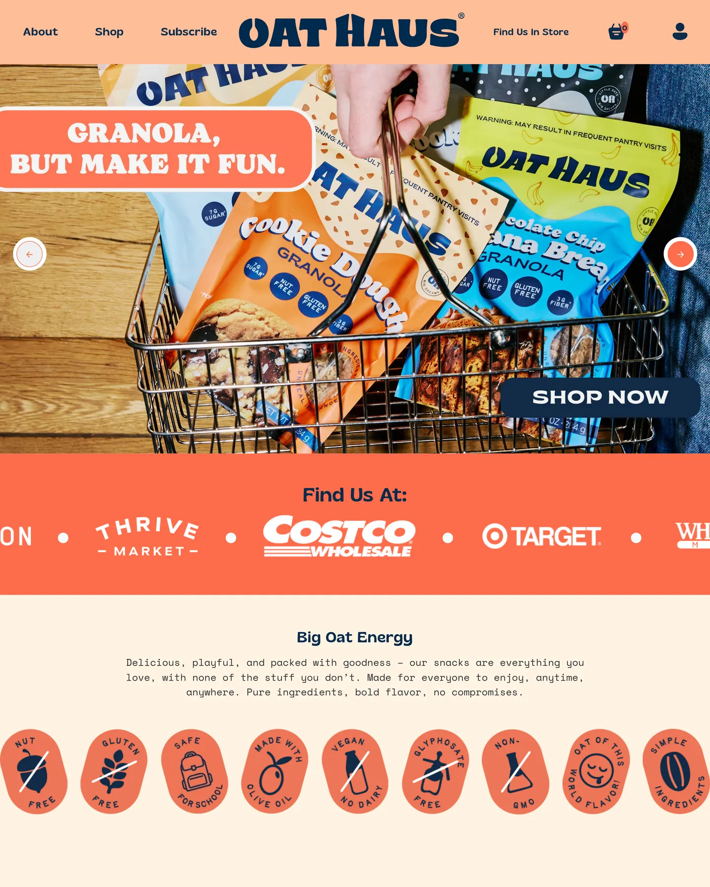 Oat Haus Homepage design, captured September 2026