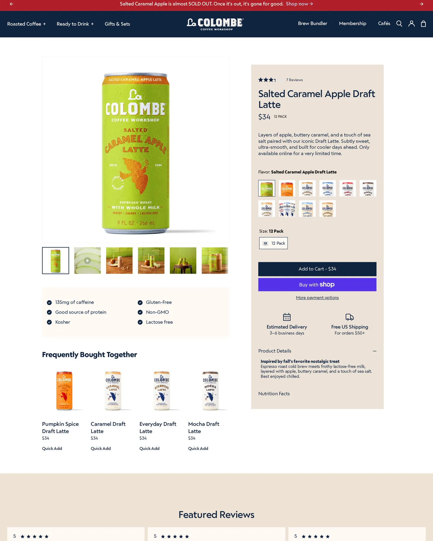 La Colombe Salted Caramel Apple Draft Latte design, captured September 2026