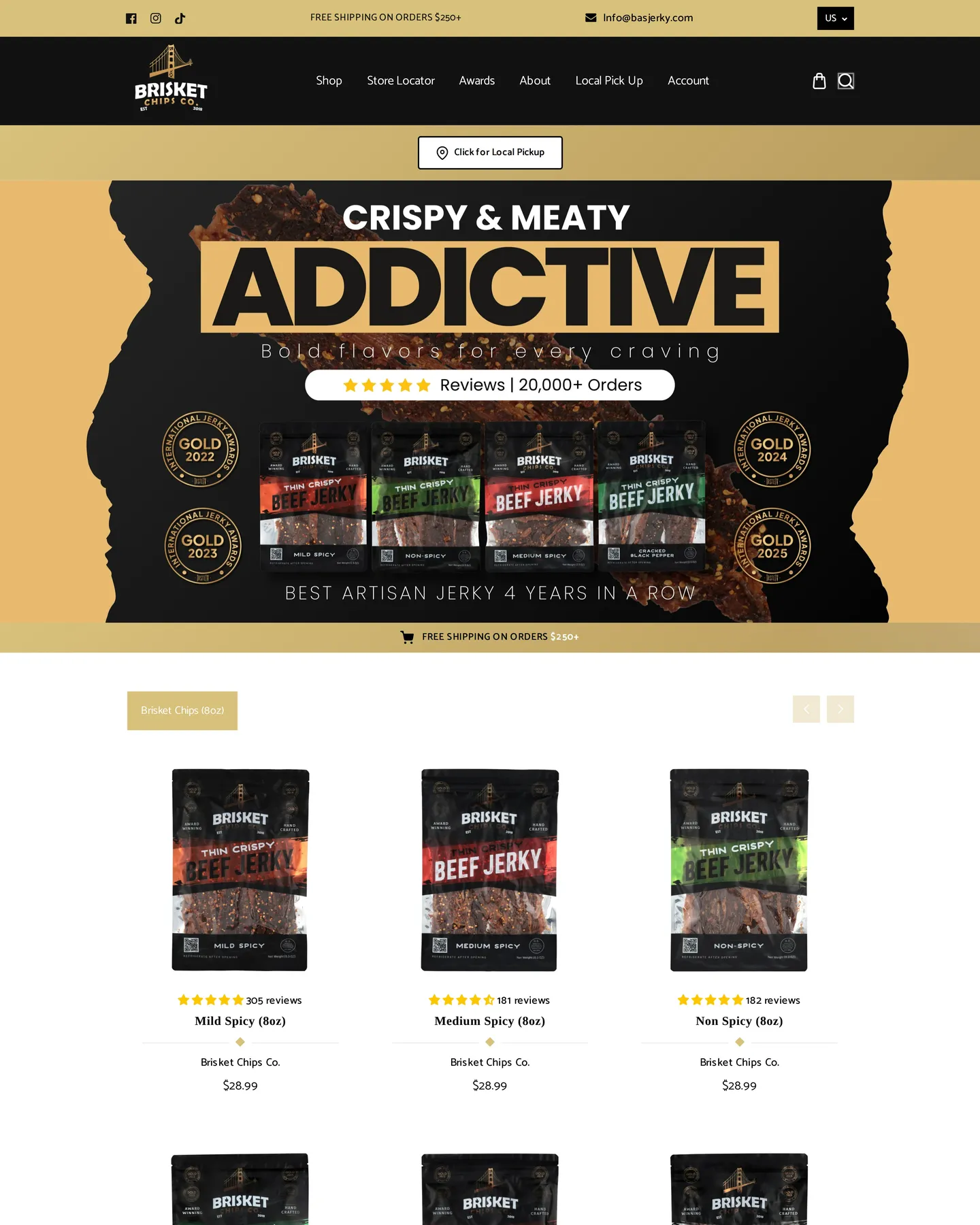 Brisket Chips Co. homepage design, captured September 2026