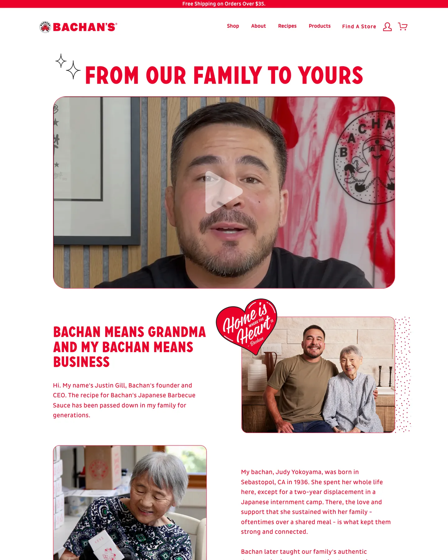 Bachan's Our Story design, captured September 2026