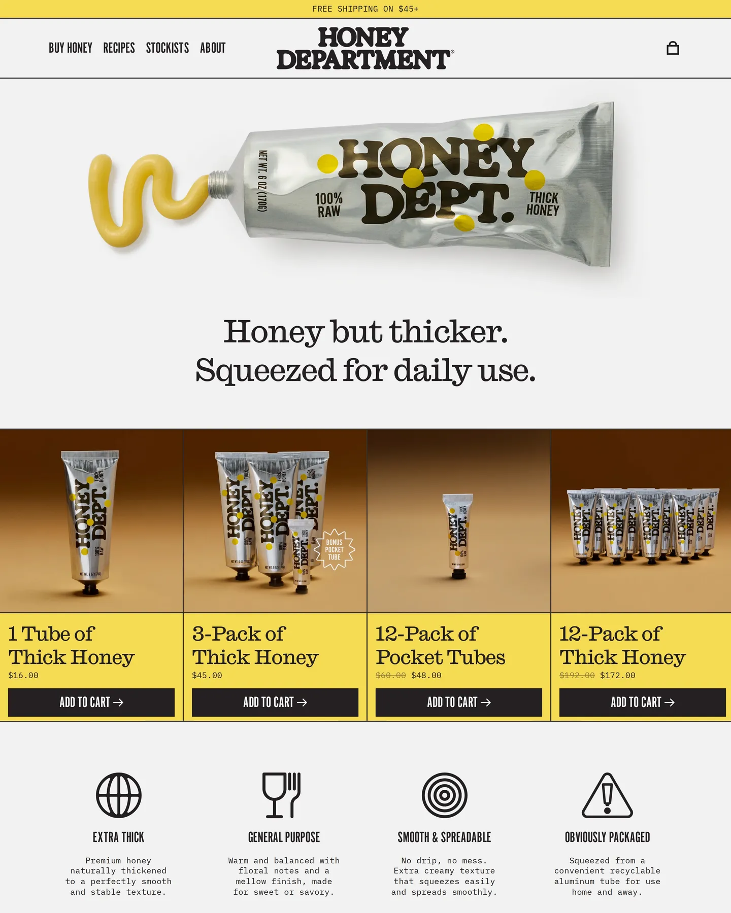 Honey Department homepage design, captured September 2026