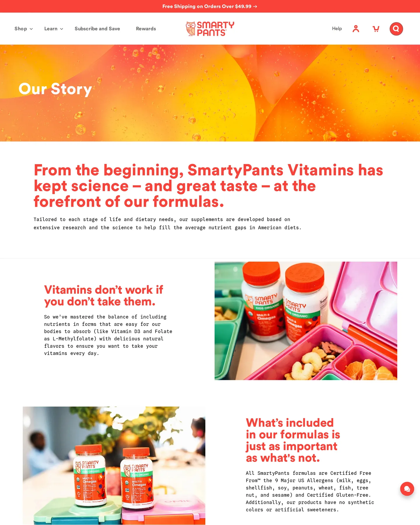 SmartyPants Our Story design, captured September 2026