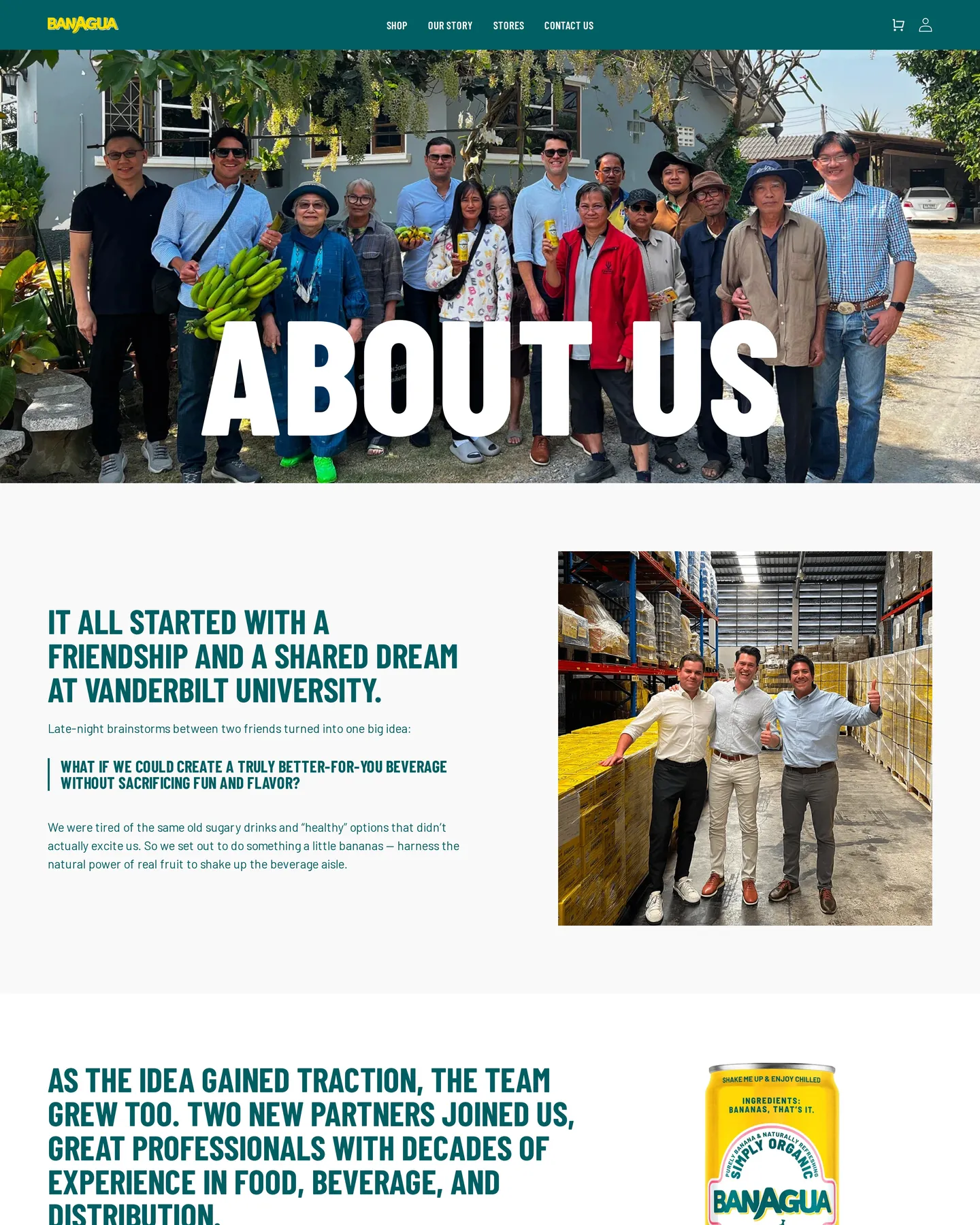 Banagua About Us design, captured September 2026