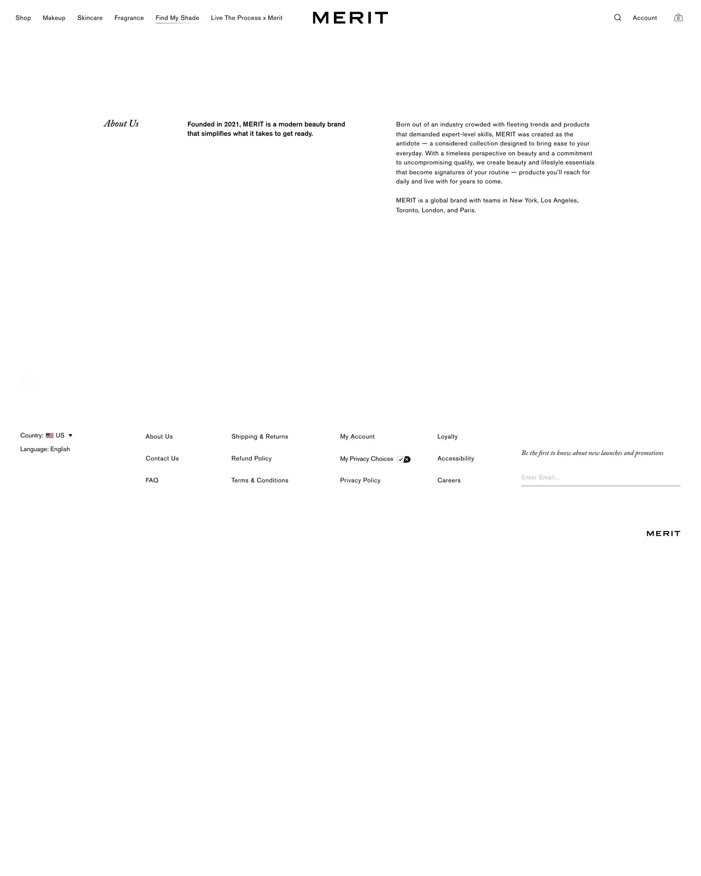 Merit About MERIT Beauty design, captured August 2026