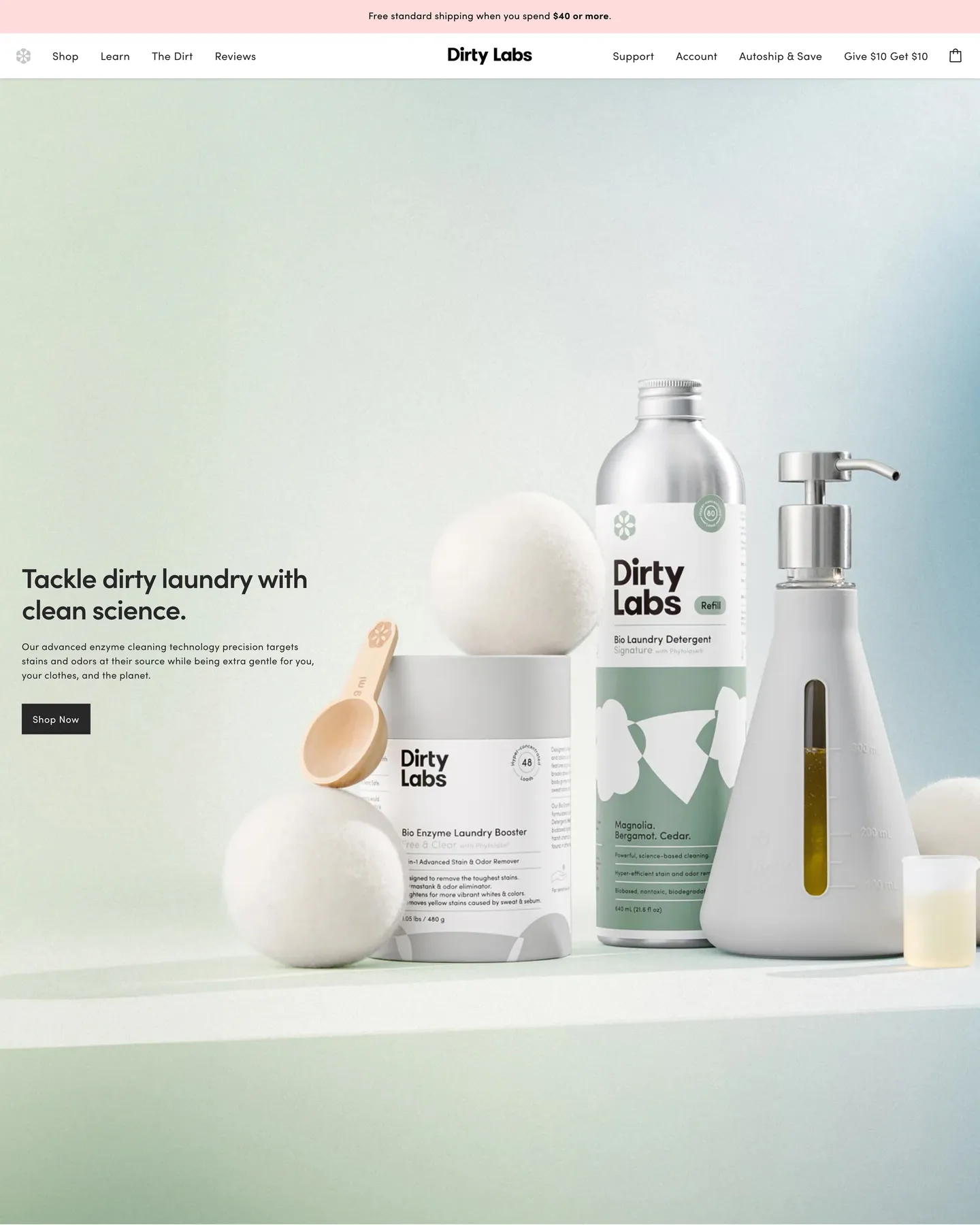 Dirty Labs Laundry design, captured August 2026