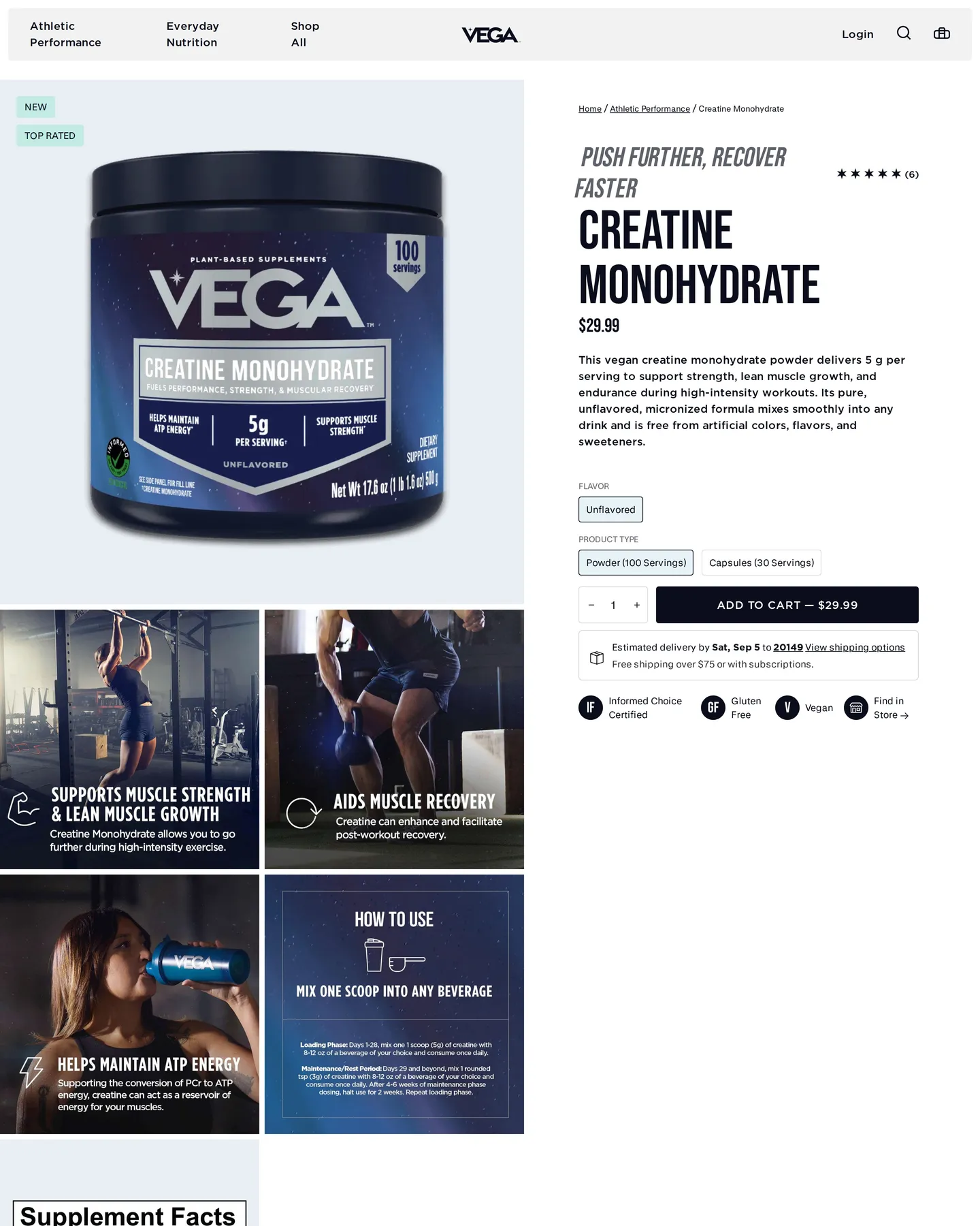 Vega Vega Creatine Monohydrate design, captured September 2026