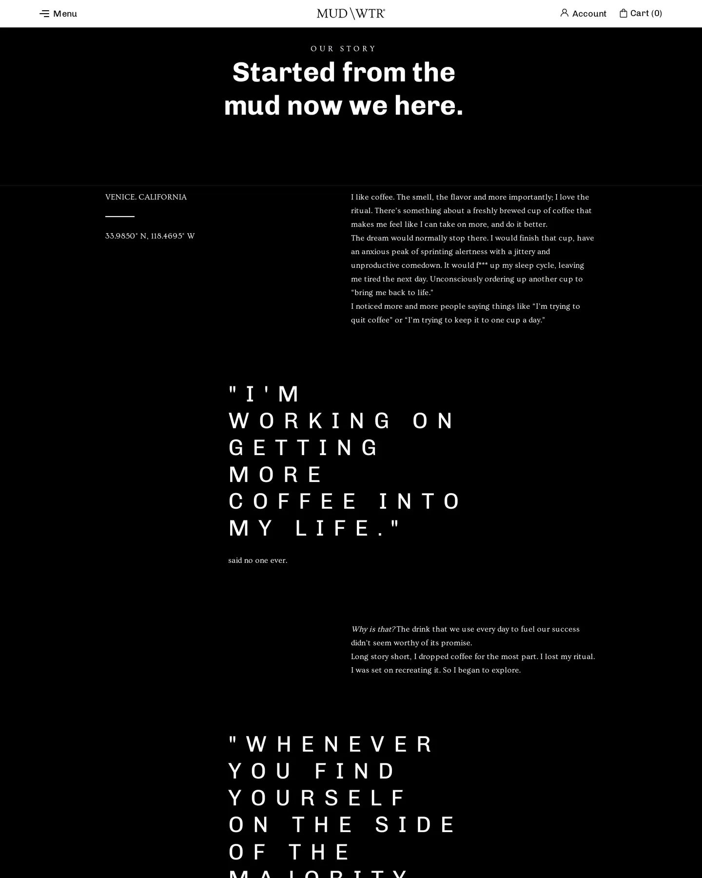 MUD\WTR About design, captured August 2026