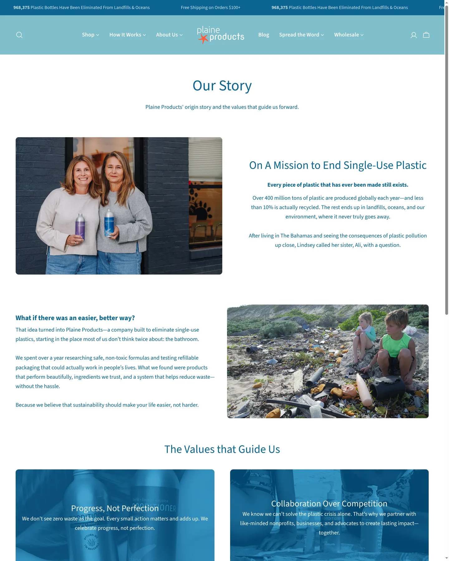Plaine Products Our Story design, captured September 2026