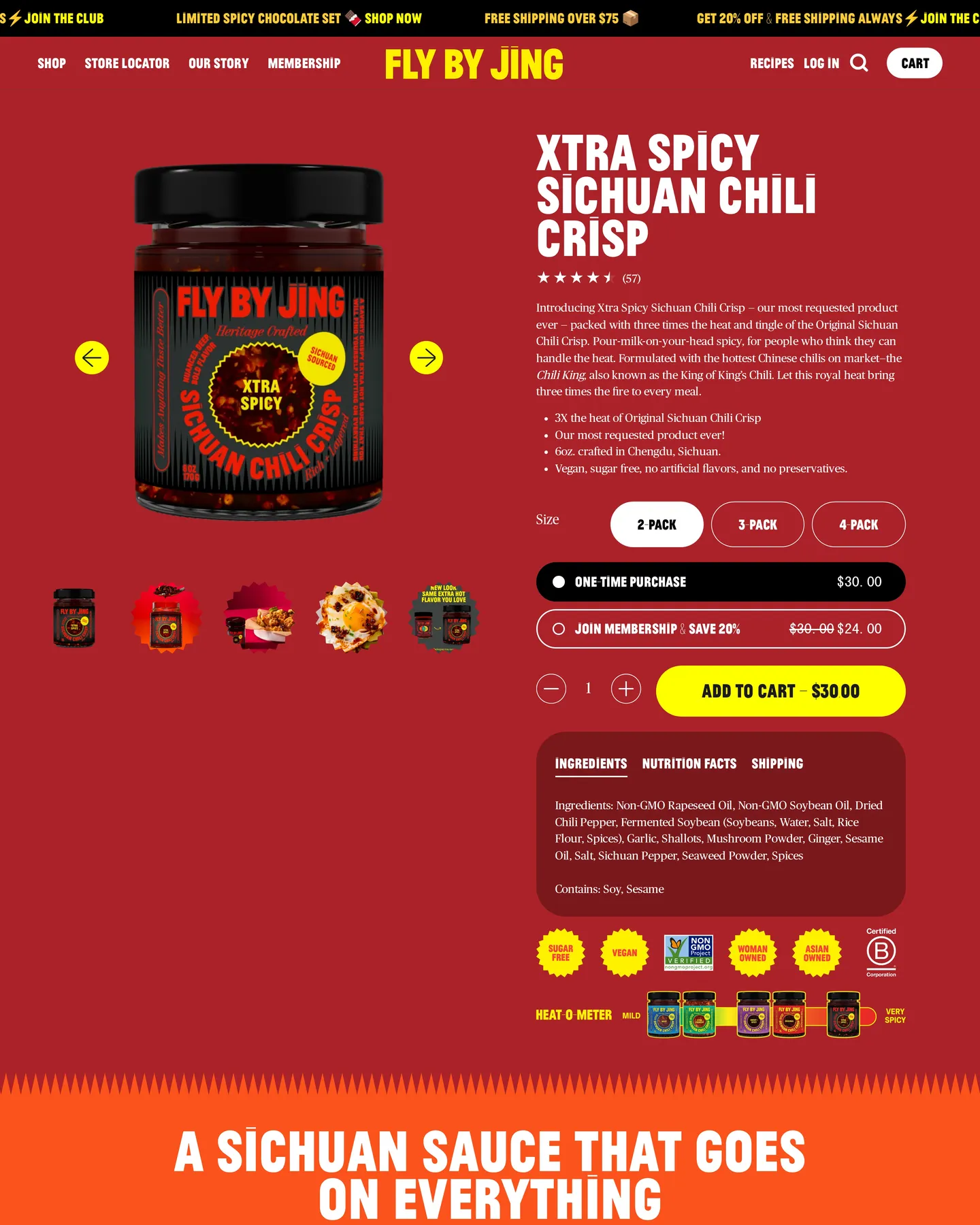 Fly By Jing Xtra Spicy Sichuan Chili Crisp design, captured August 2026