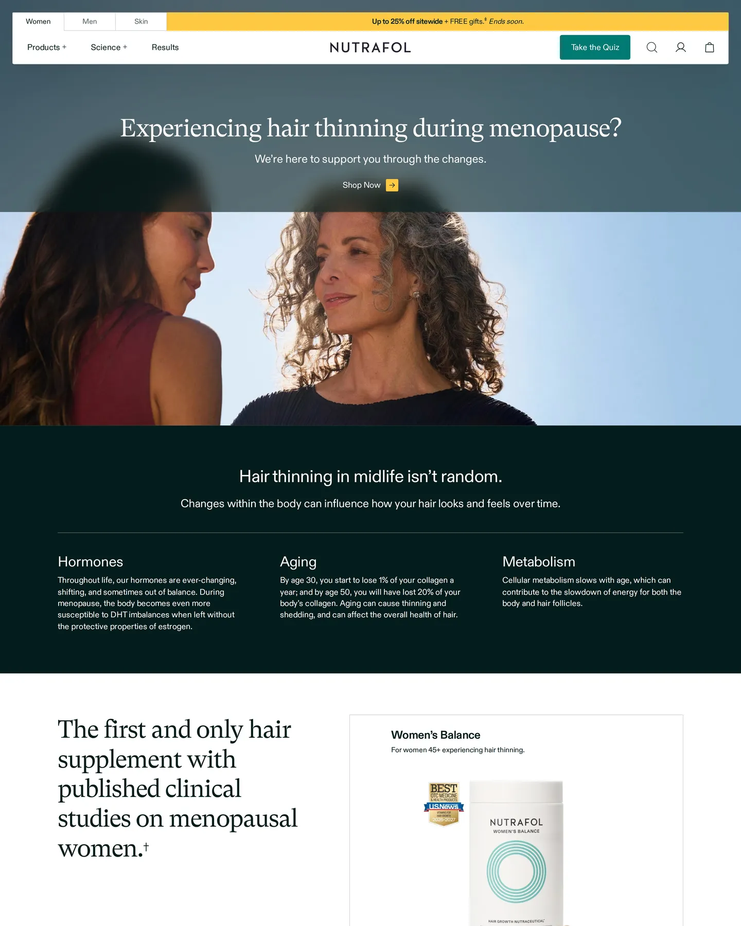 Nutrafol Hair growth through menopause design, captured August 2026