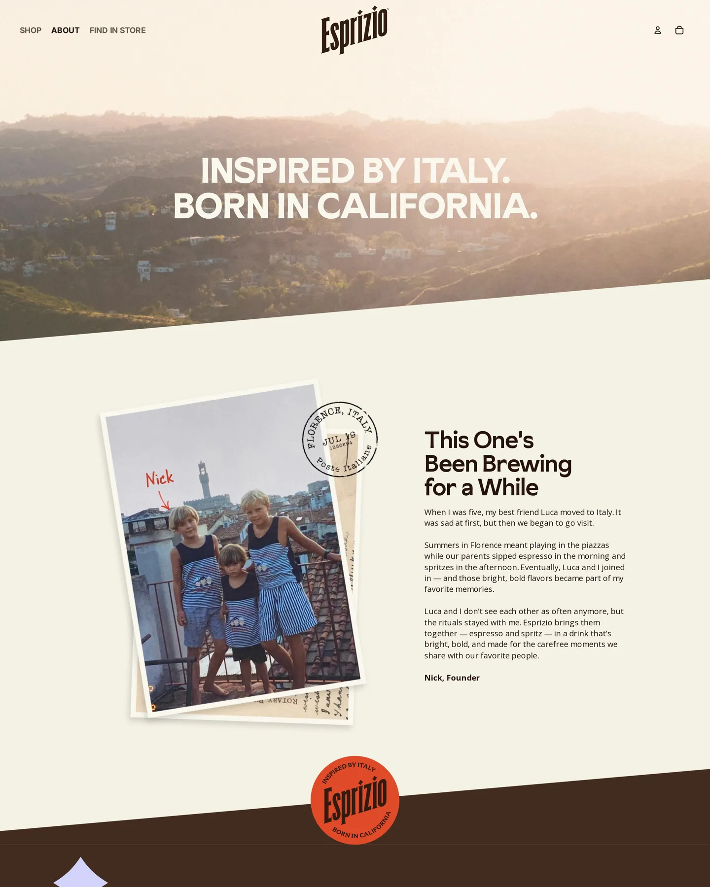 Esprizio Our Story design, captured September 2026