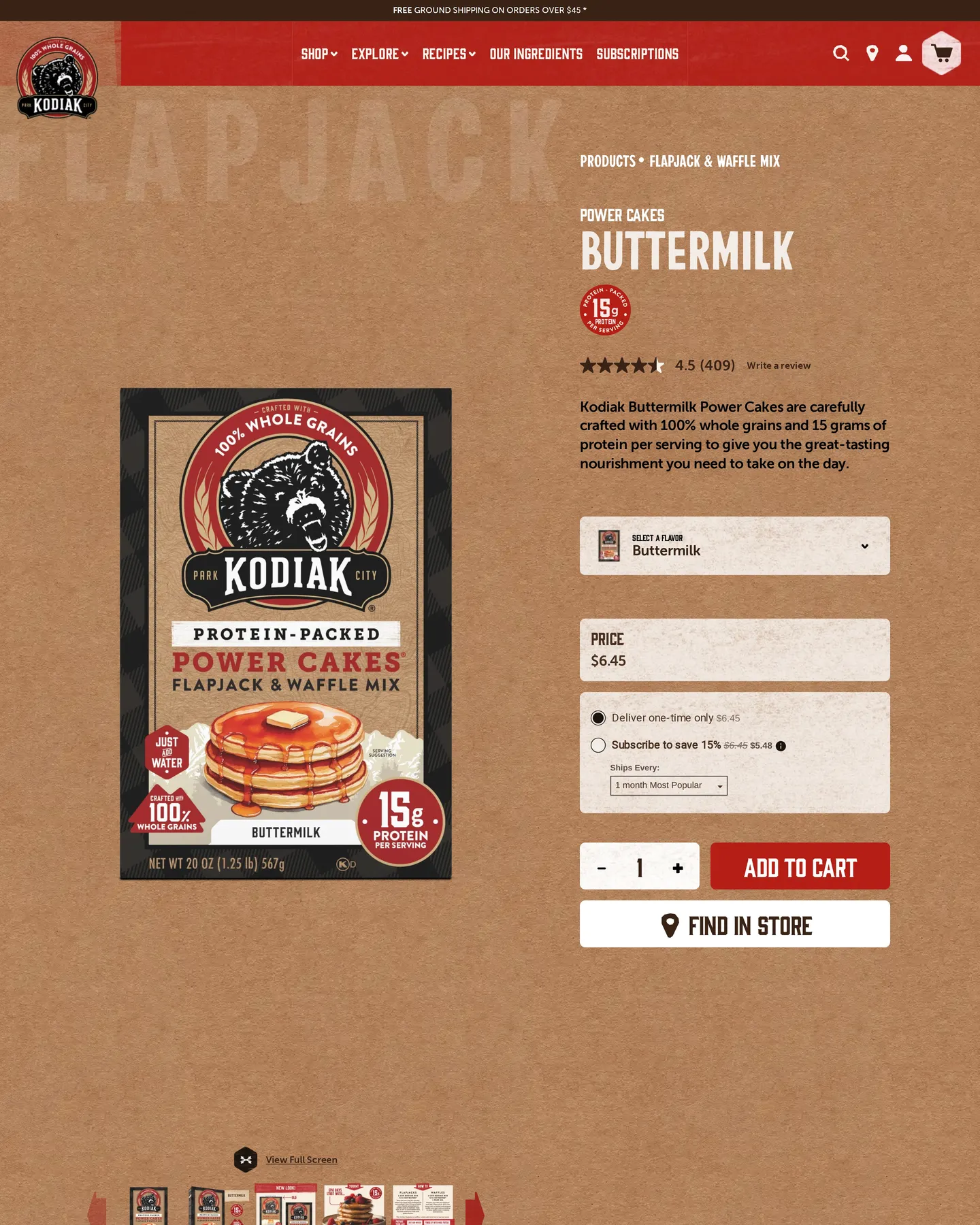 Kodiak Buttermilk Power Cakes design, captured September 2026