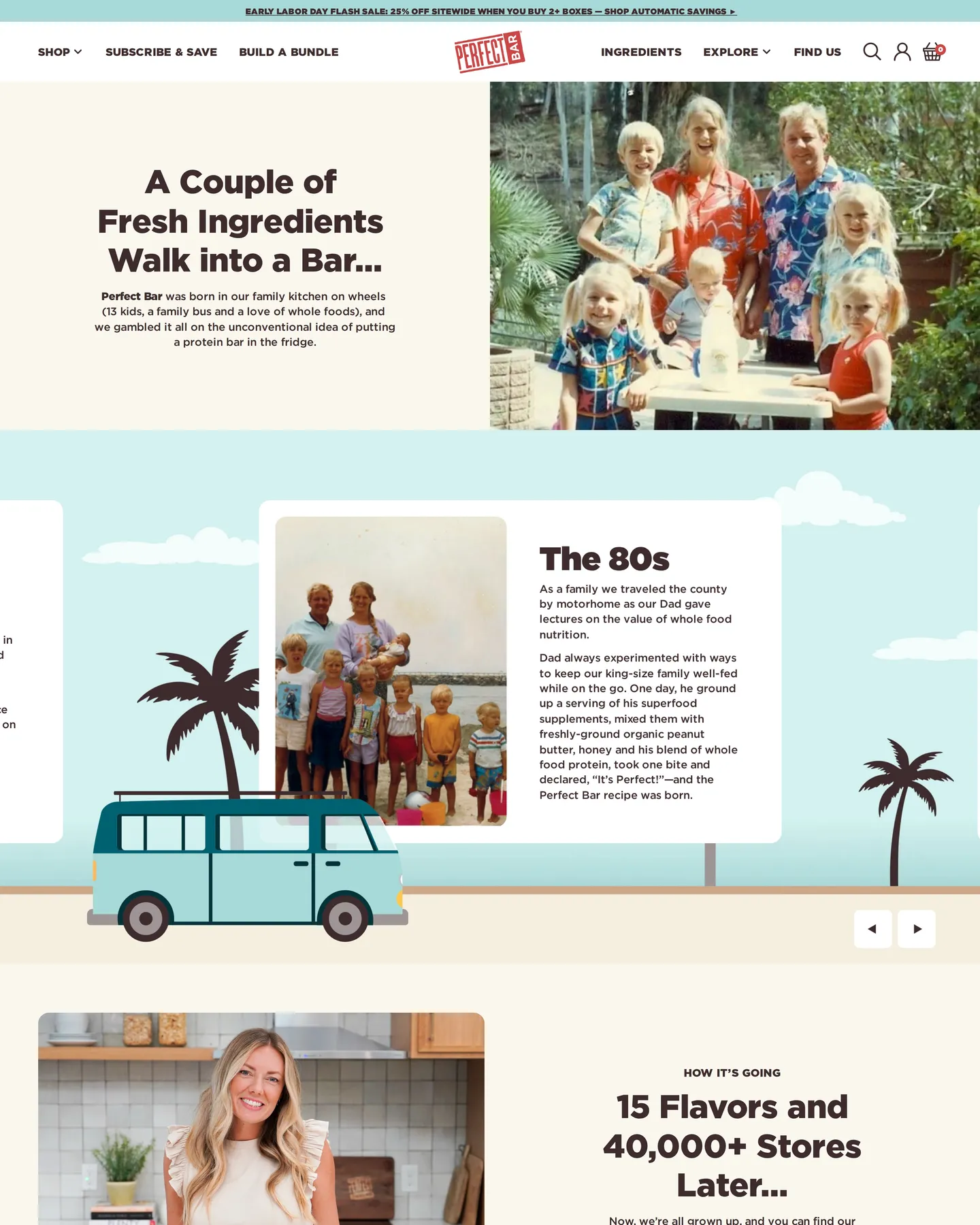 Perfect Bar Our Story design, captured September 2026