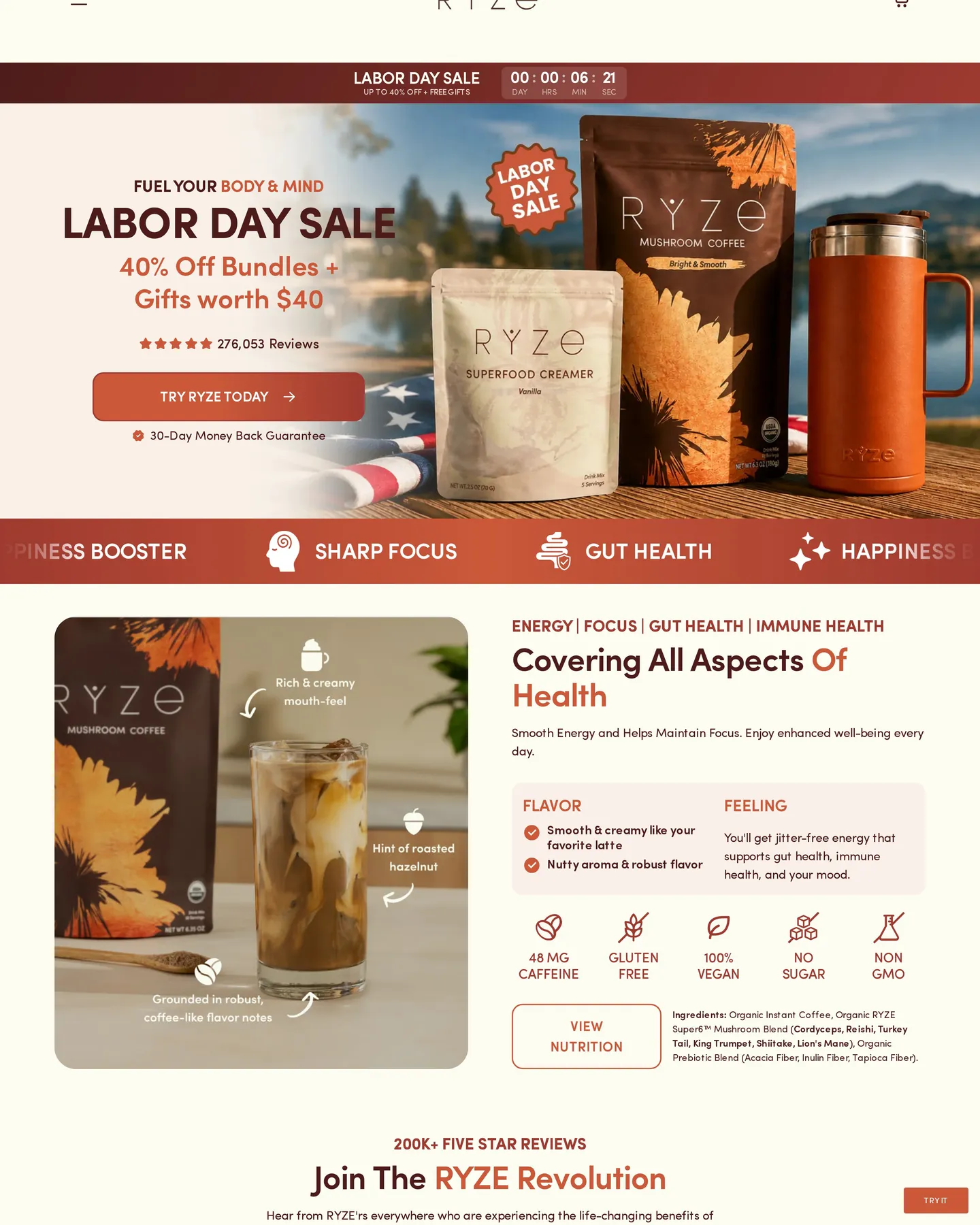 RYZE Labor Day sale design, captured August 2026