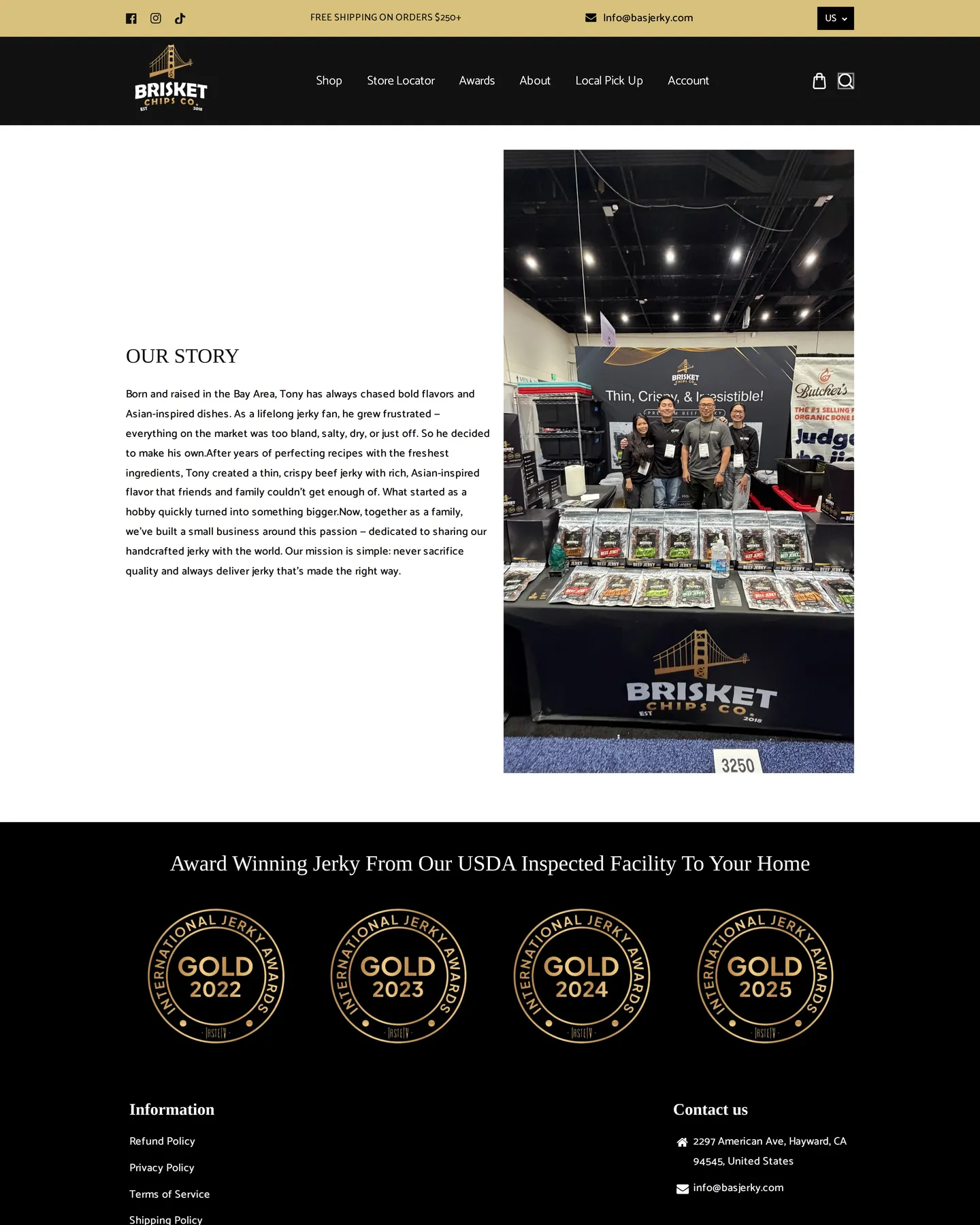 Brisket Chips Co. About Us design, captured September 2026