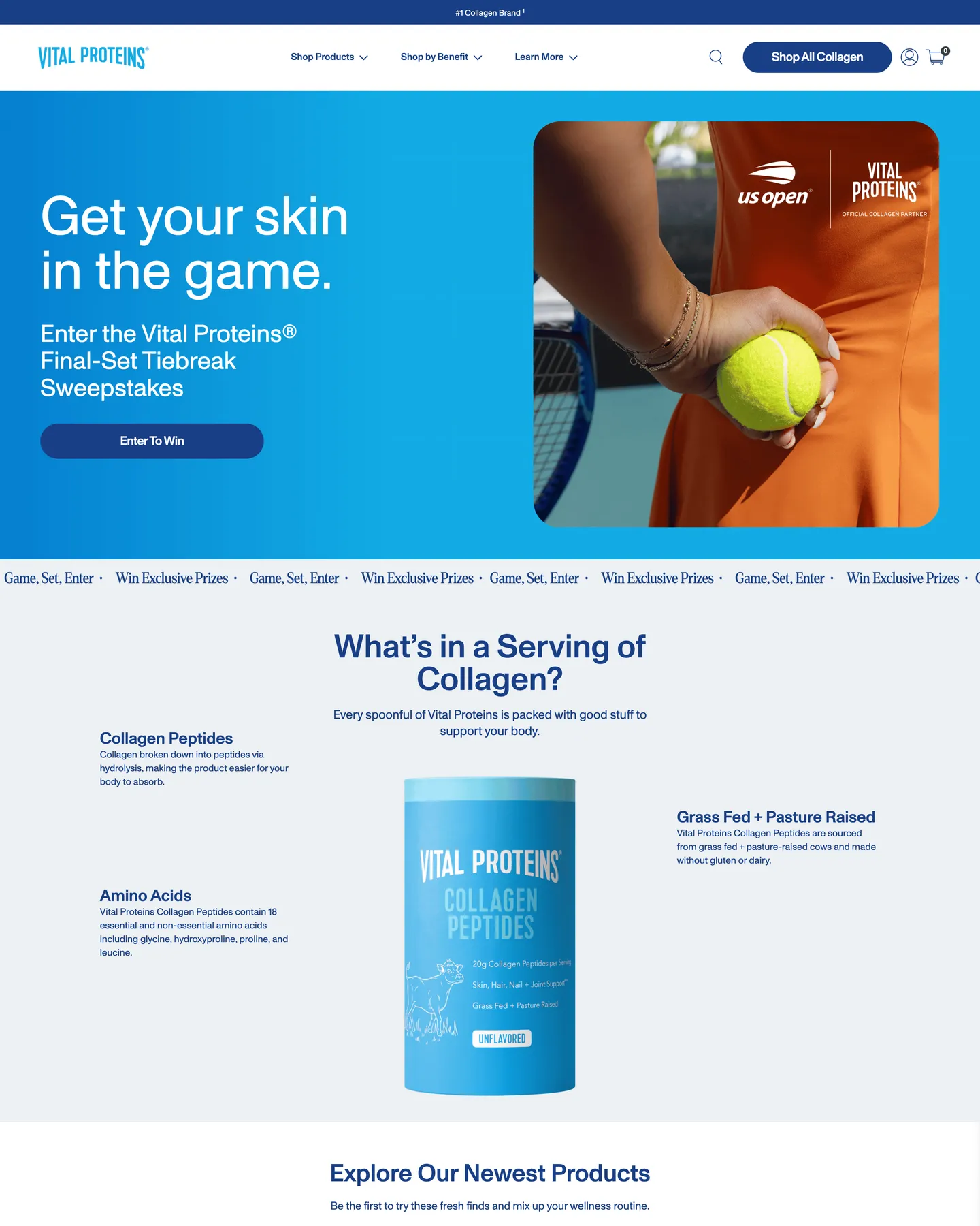 Vital Proteins homepage design, captured September 2026
