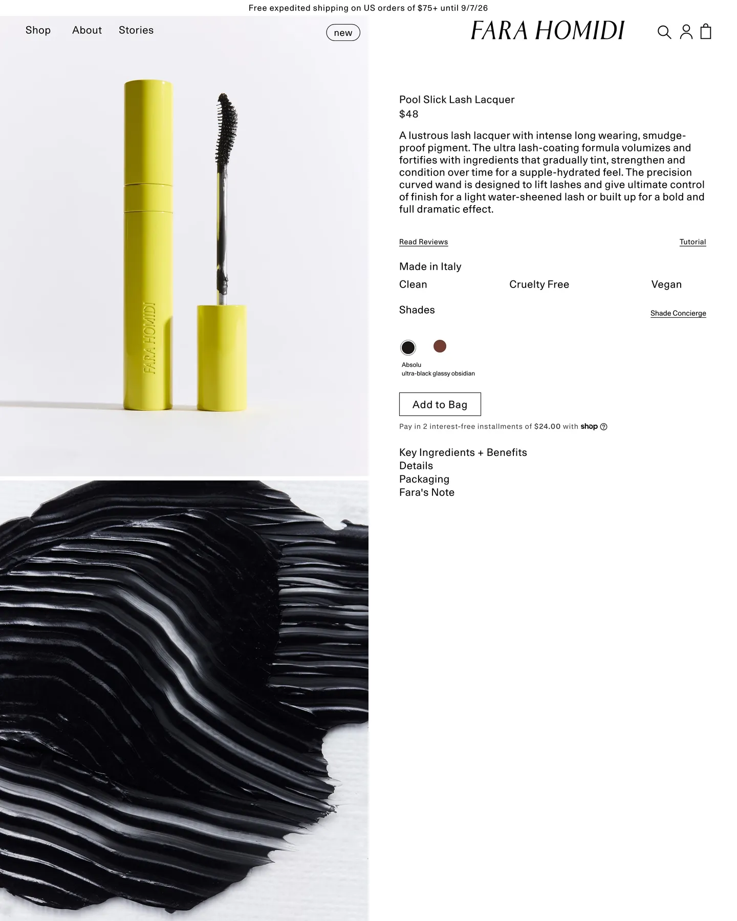 Fara Homidi Pool Slick Lash Lacquer design, captured September 2026