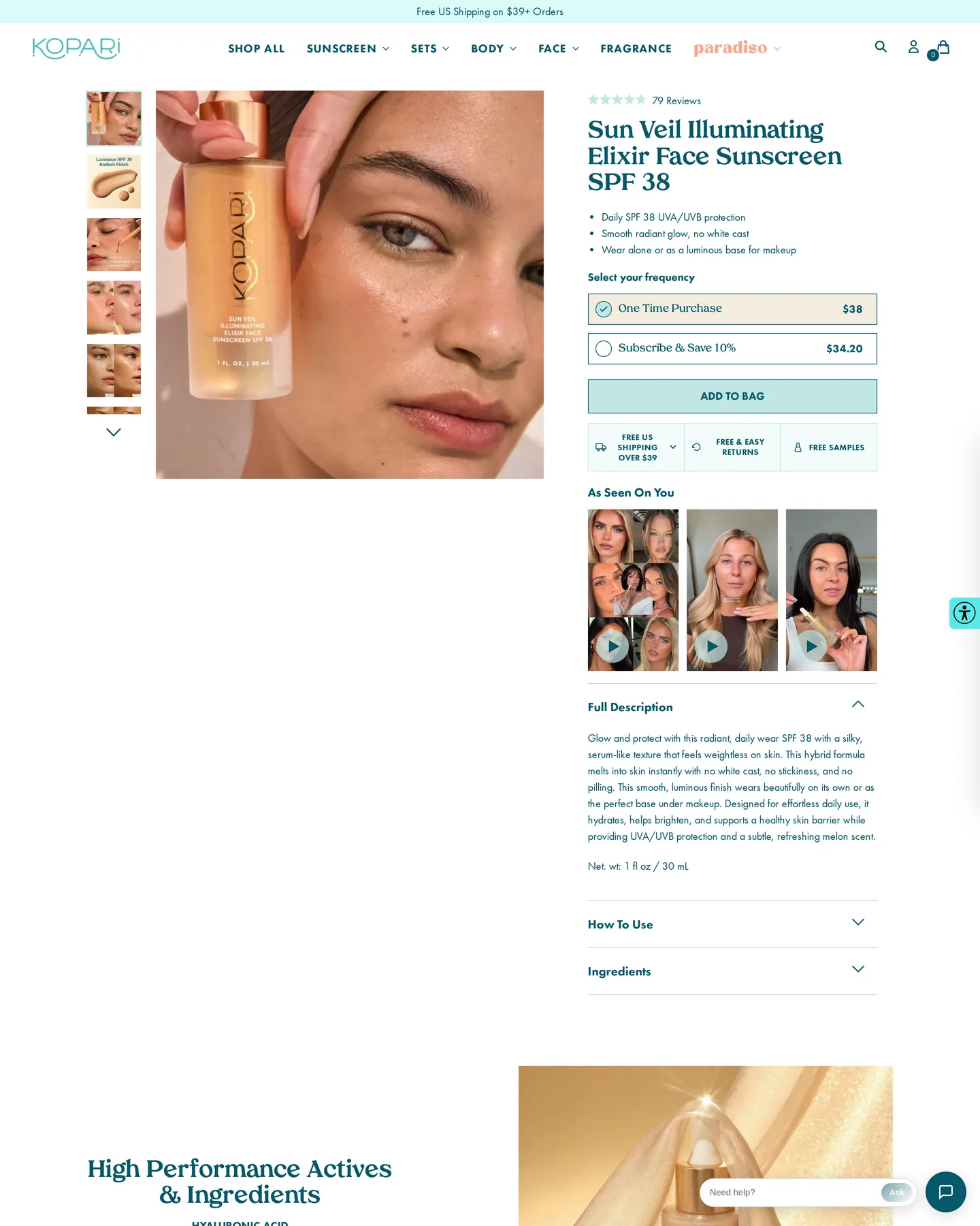 Kopari Sun Veil Illuminating Elixir Face Spf 38 design, captured August 2026